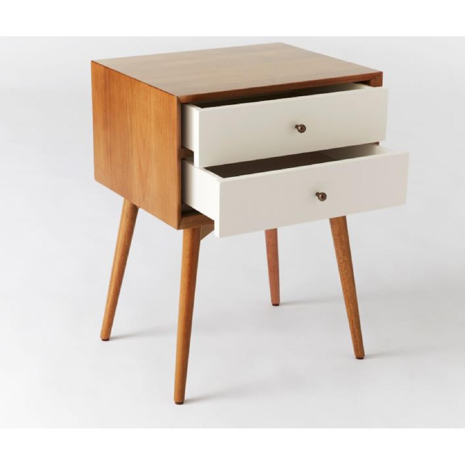 West Elm Mid-Century Nightstand in White Lacquer/Acorn - image-3