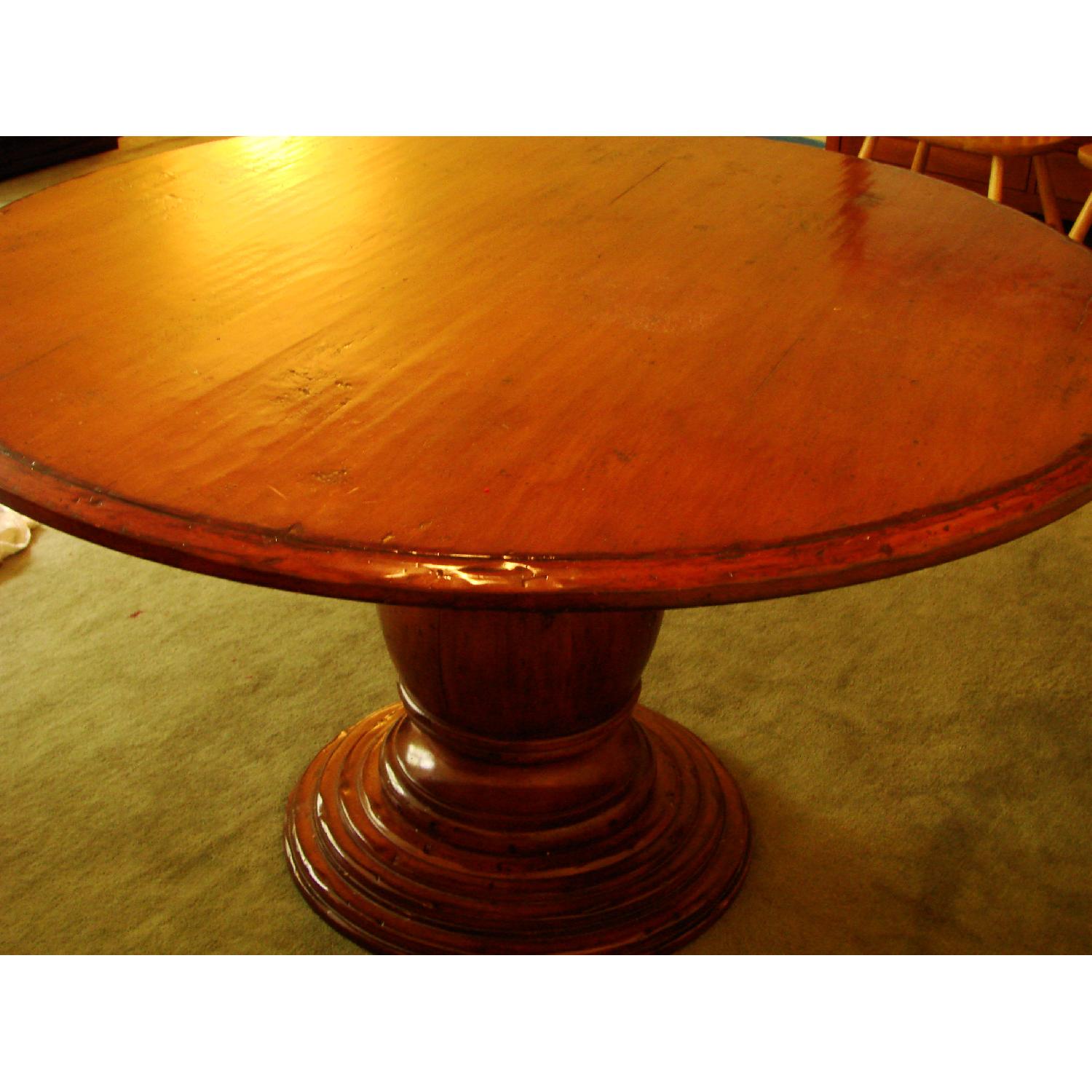 Distressed Wood Round Dining Table - image-5