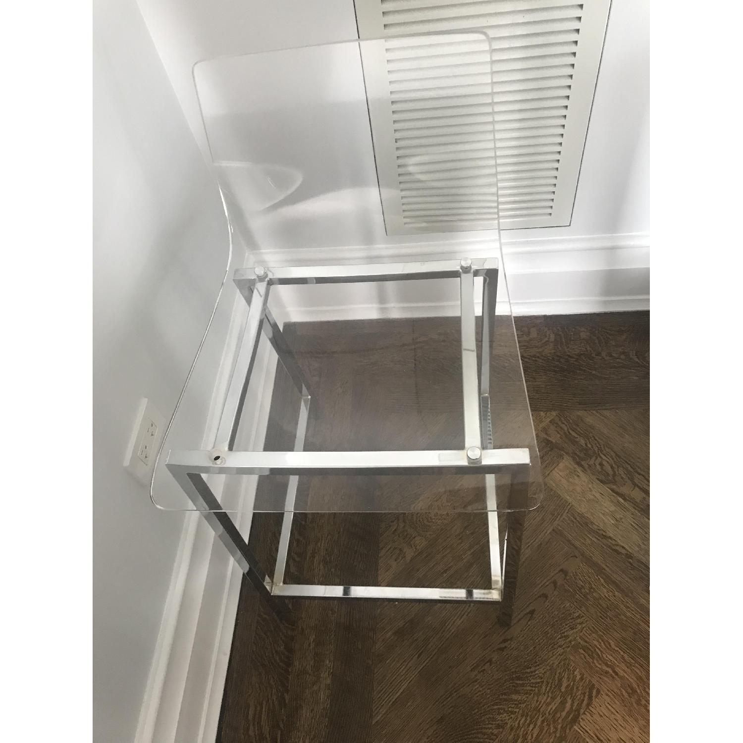 White Round Bar Table w/ 3 Clear Chairs - image-1