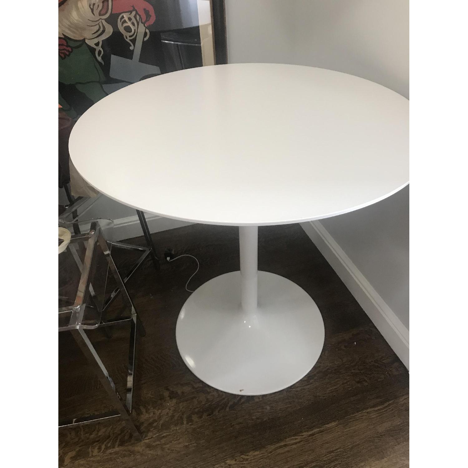 White Round Bar Table w/ 3 Clear Chairs - image-3