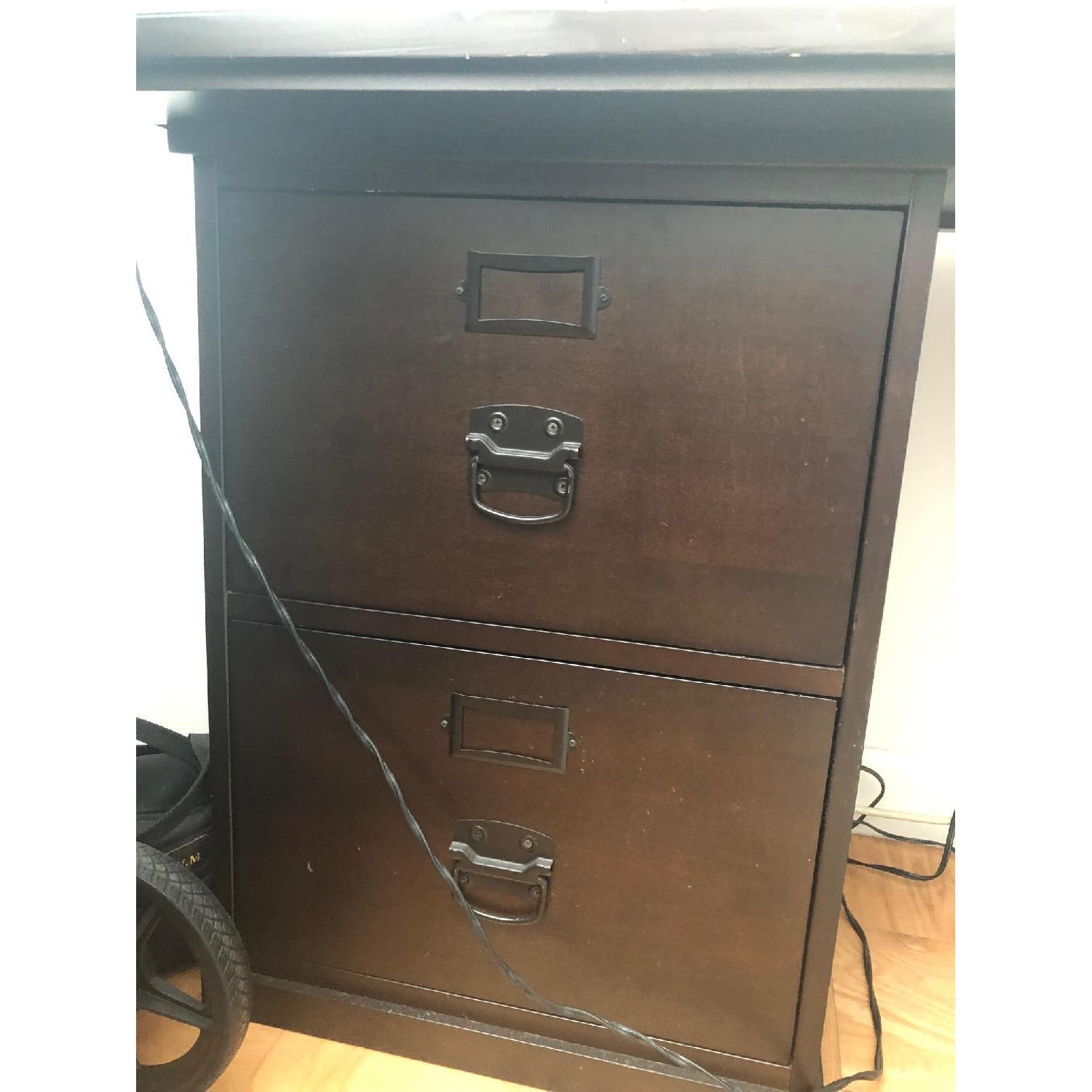 Pottery Barn Bedford 5Drawer Desk in Espresso AptDeco