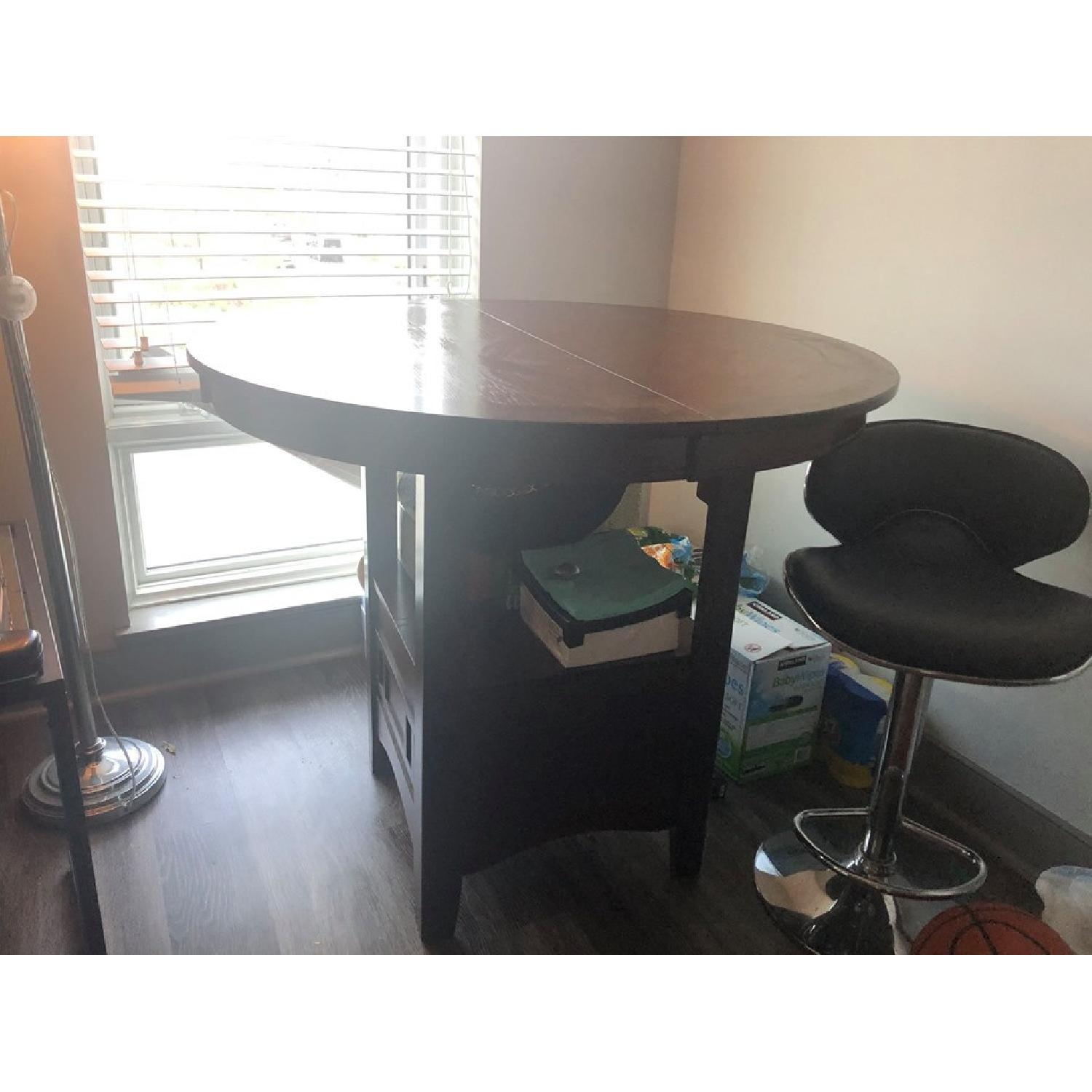 Round Wood Expandable Dining Table - image-2