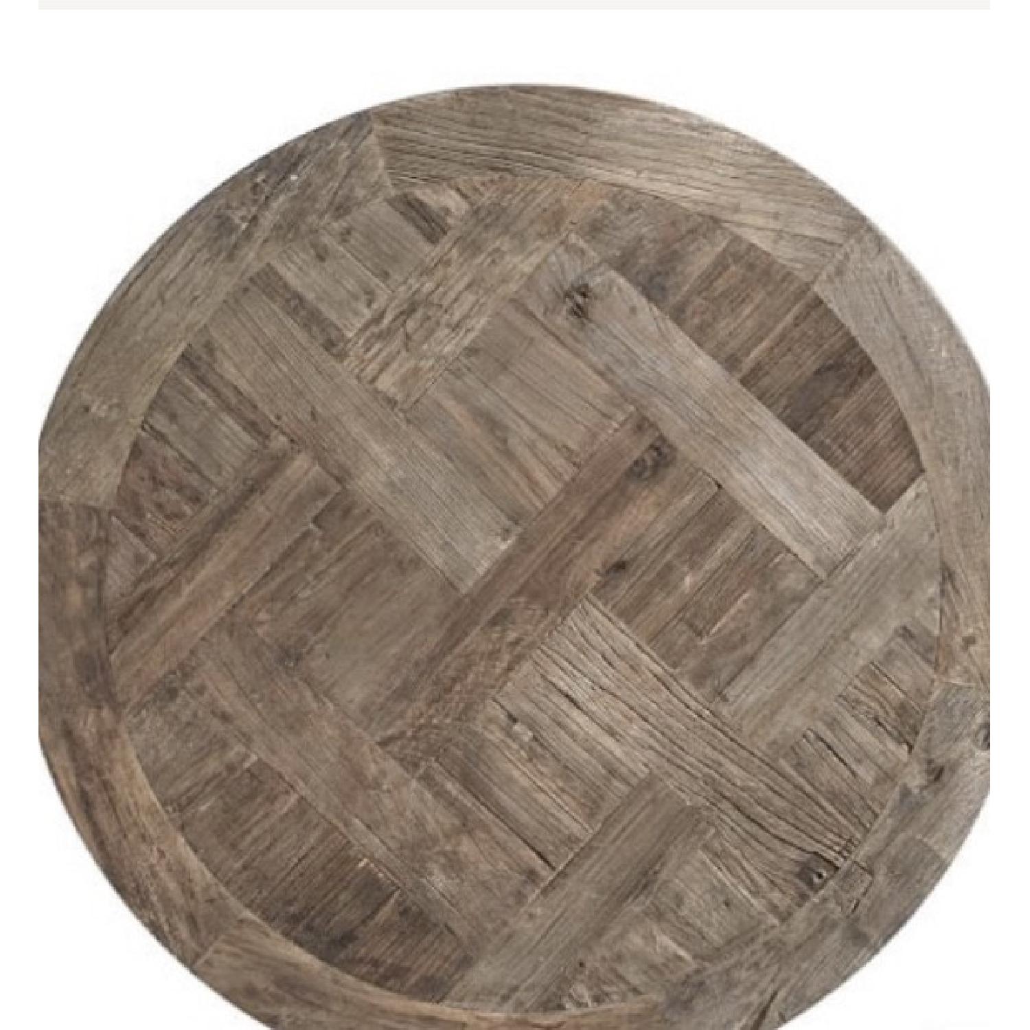 Pottery Barn Parquet Reclaimed Wood Round Coffee Table - image-2