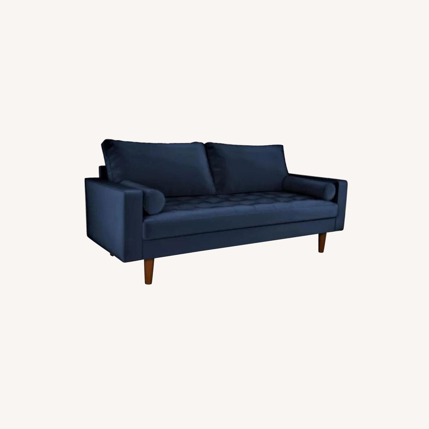 Mercer41 Velvet Sapphire Blue Sofa - image-4