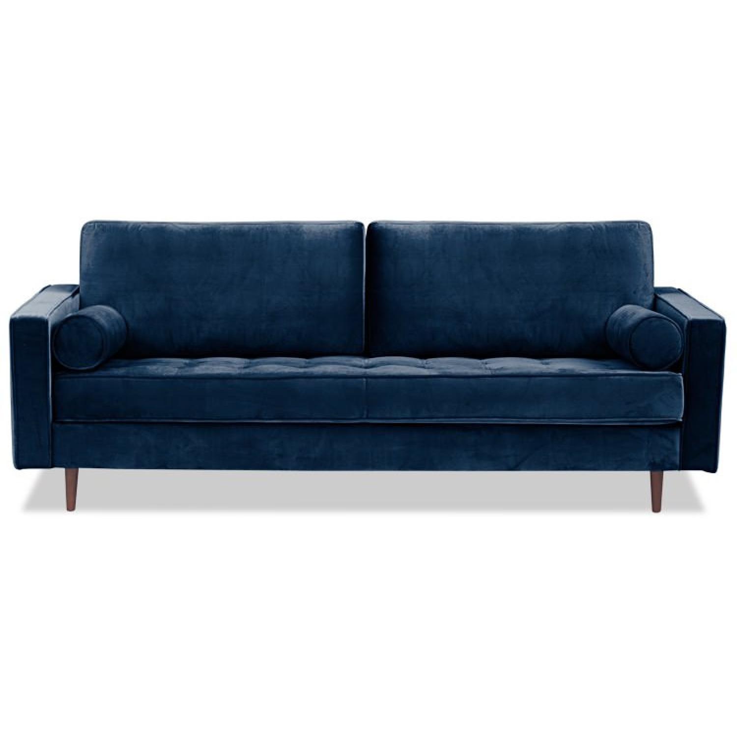 Mercer41 Velvet Sapphire Blue Sofa - image-0
