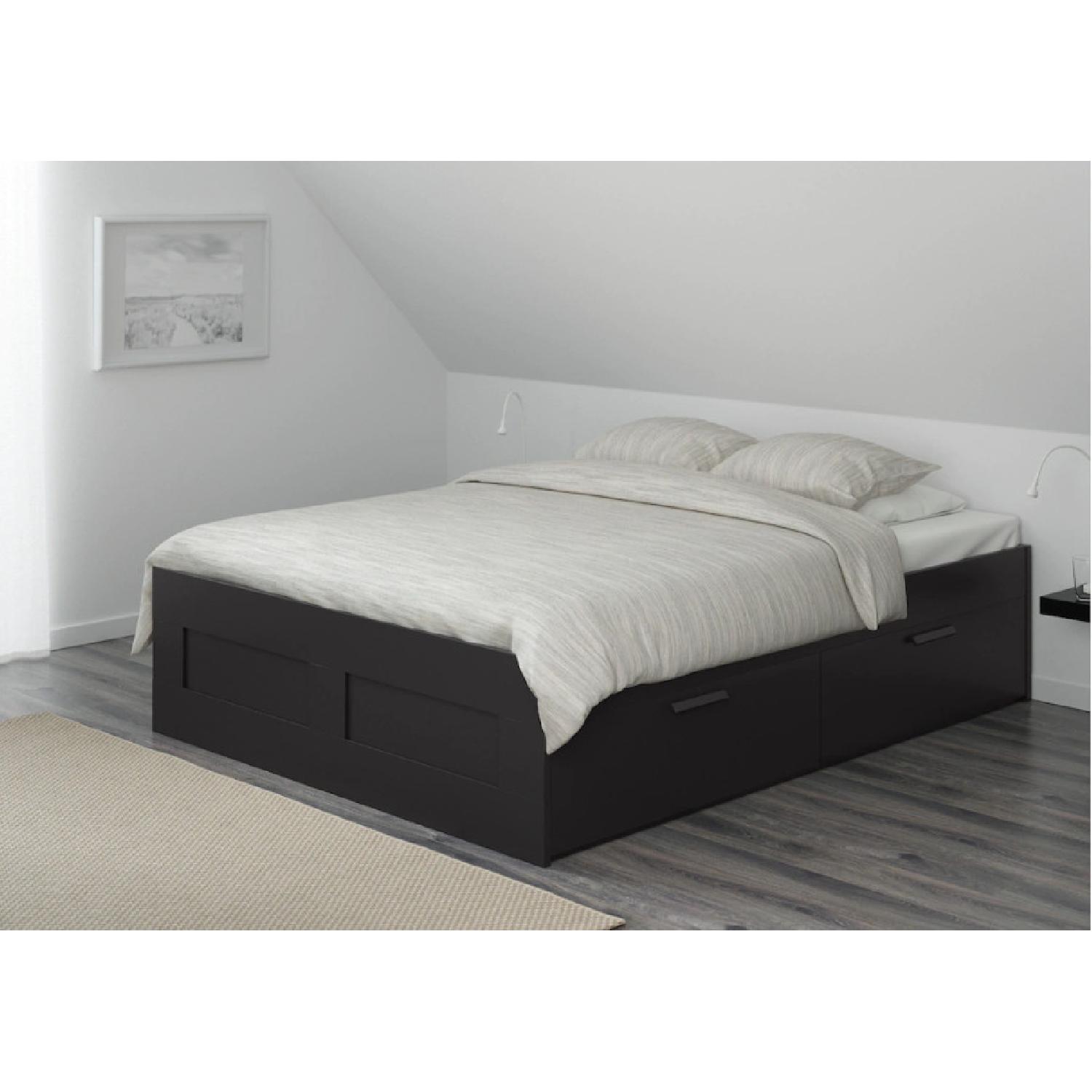 Ikea Brimnes King Bed w/ 4 Drawers - image-1