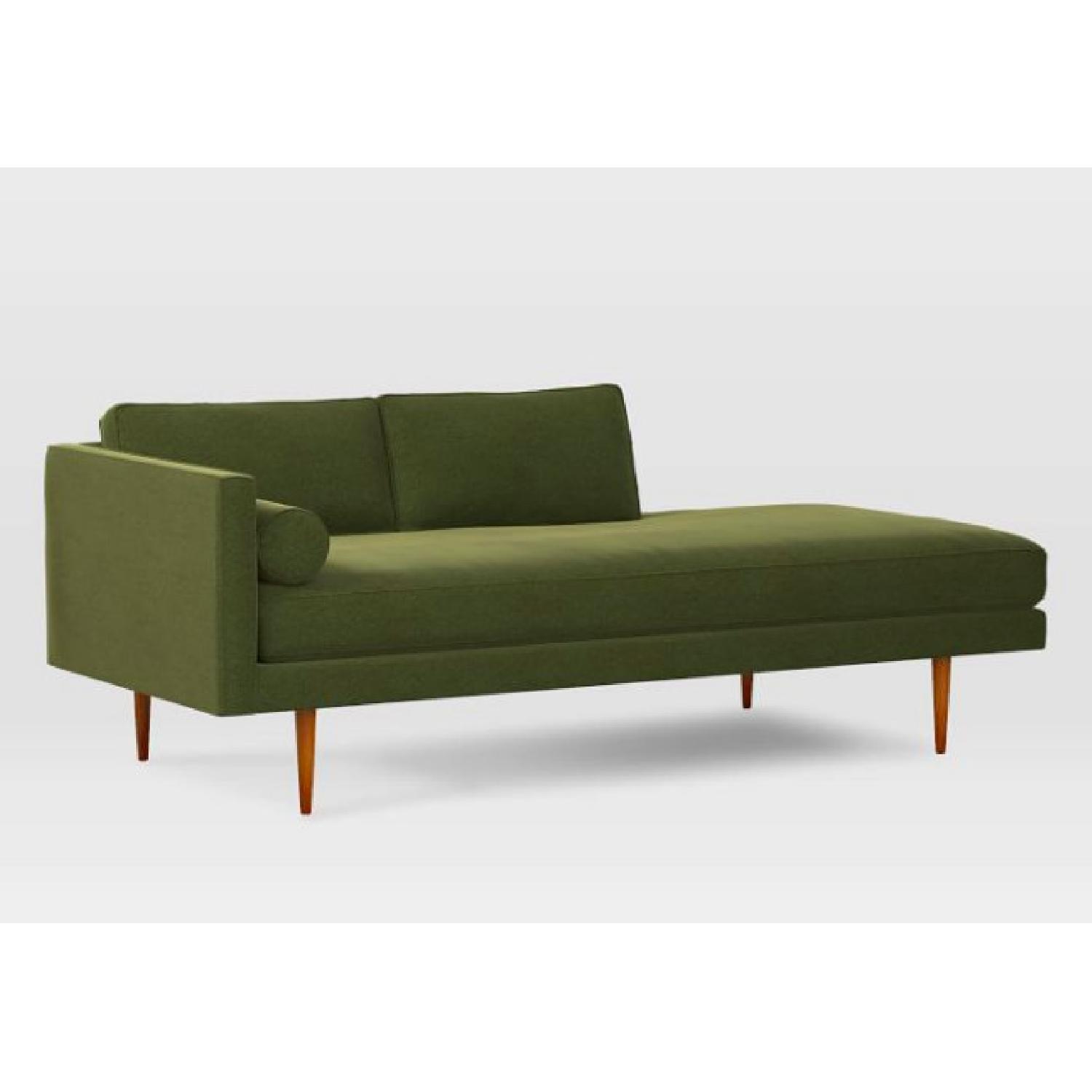 West Elm Mid Century Chaise in Olive Green - image-2