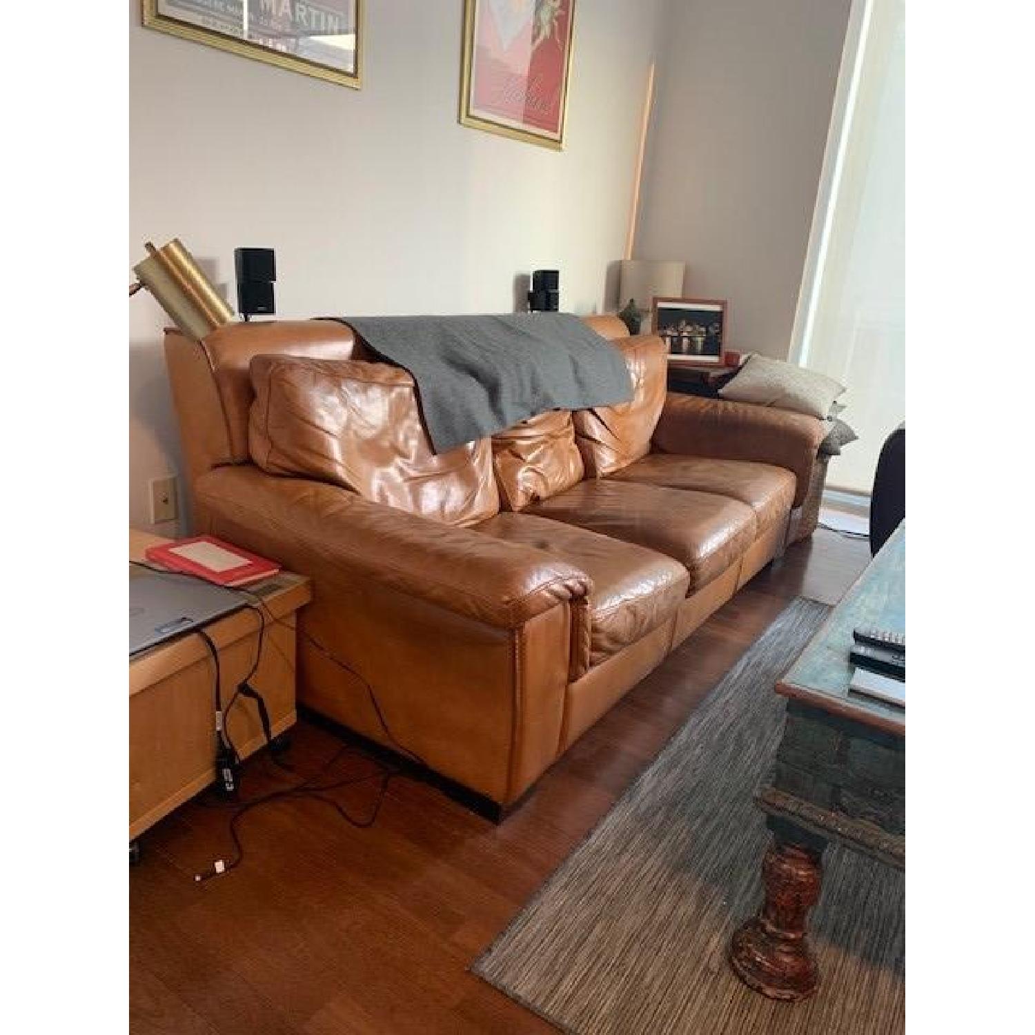 Roche Bobois Classic Leather Sofa - image-1