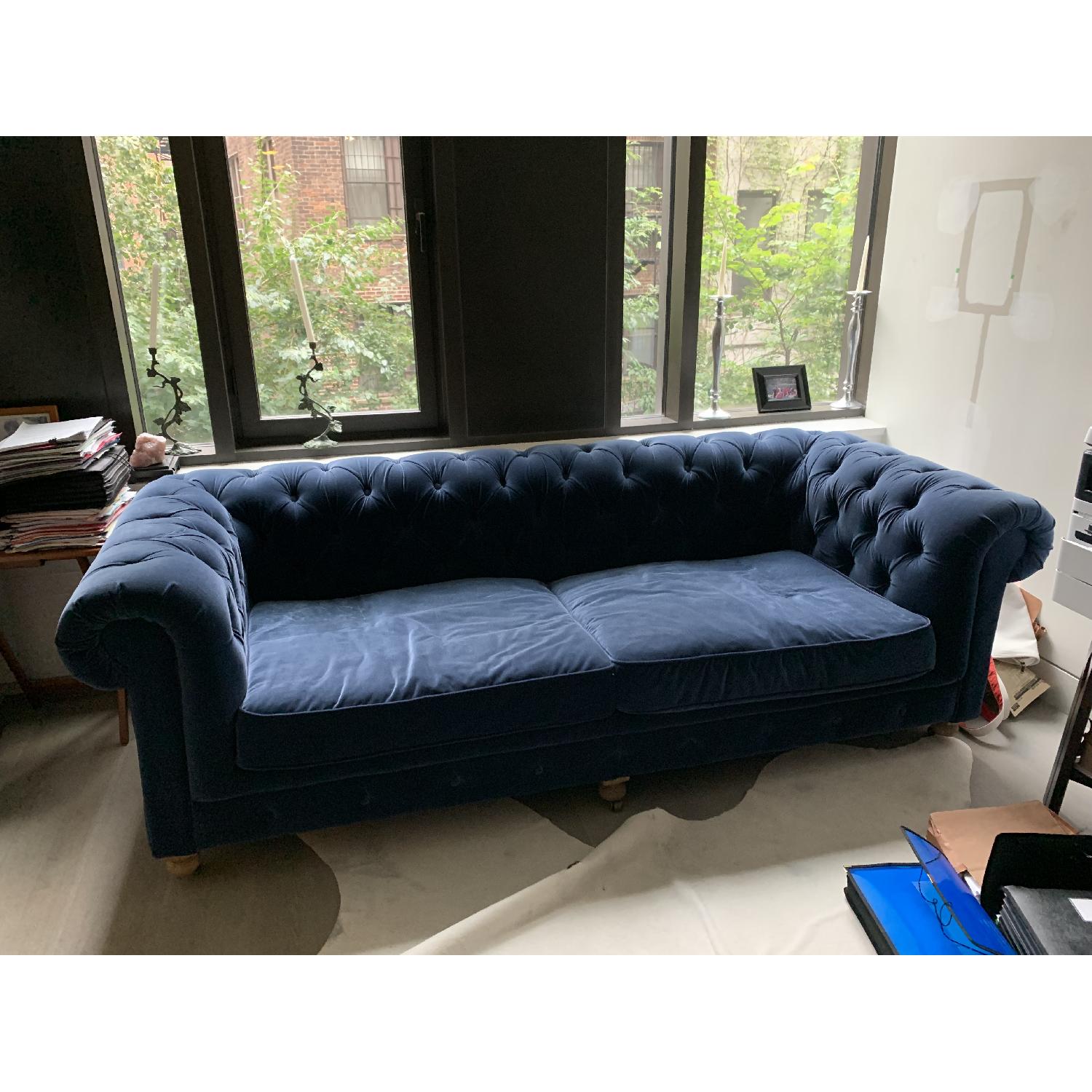Royal Navy Blue Velvet Sofa - image-1