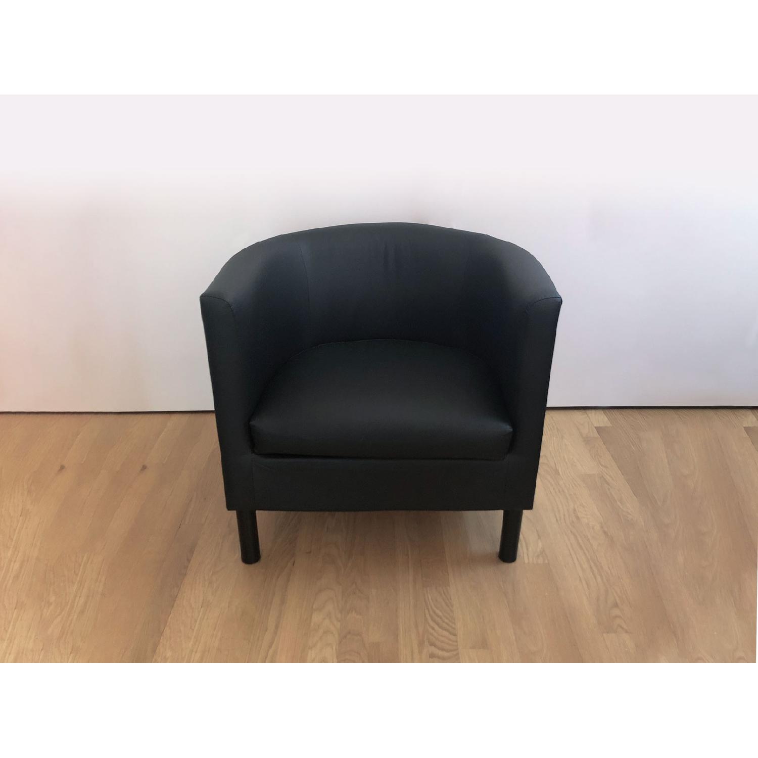 Ikea Black Faux Leather Armchairs - image-1