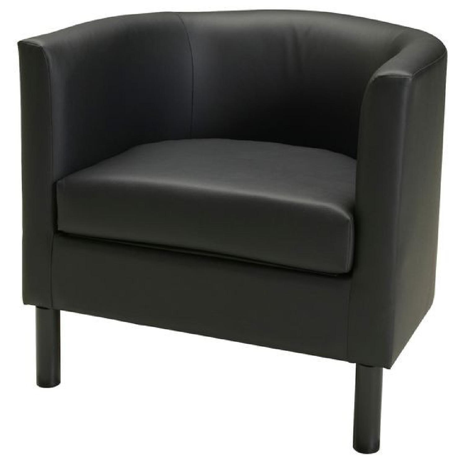 Ikea Black Faux Leather Armchairs - image-4