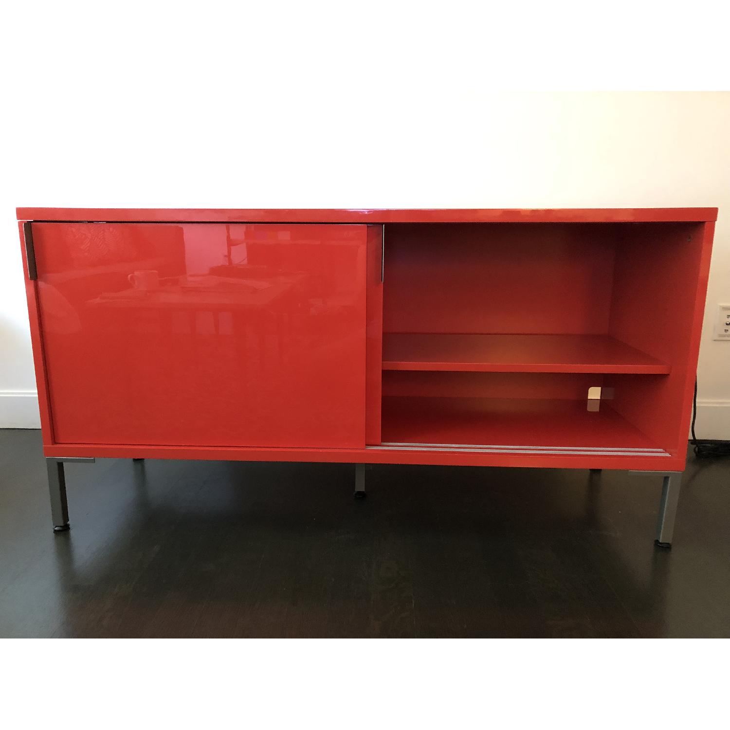 CB2 Red Lacquer Sliding-Door Media Cabinet - image-2