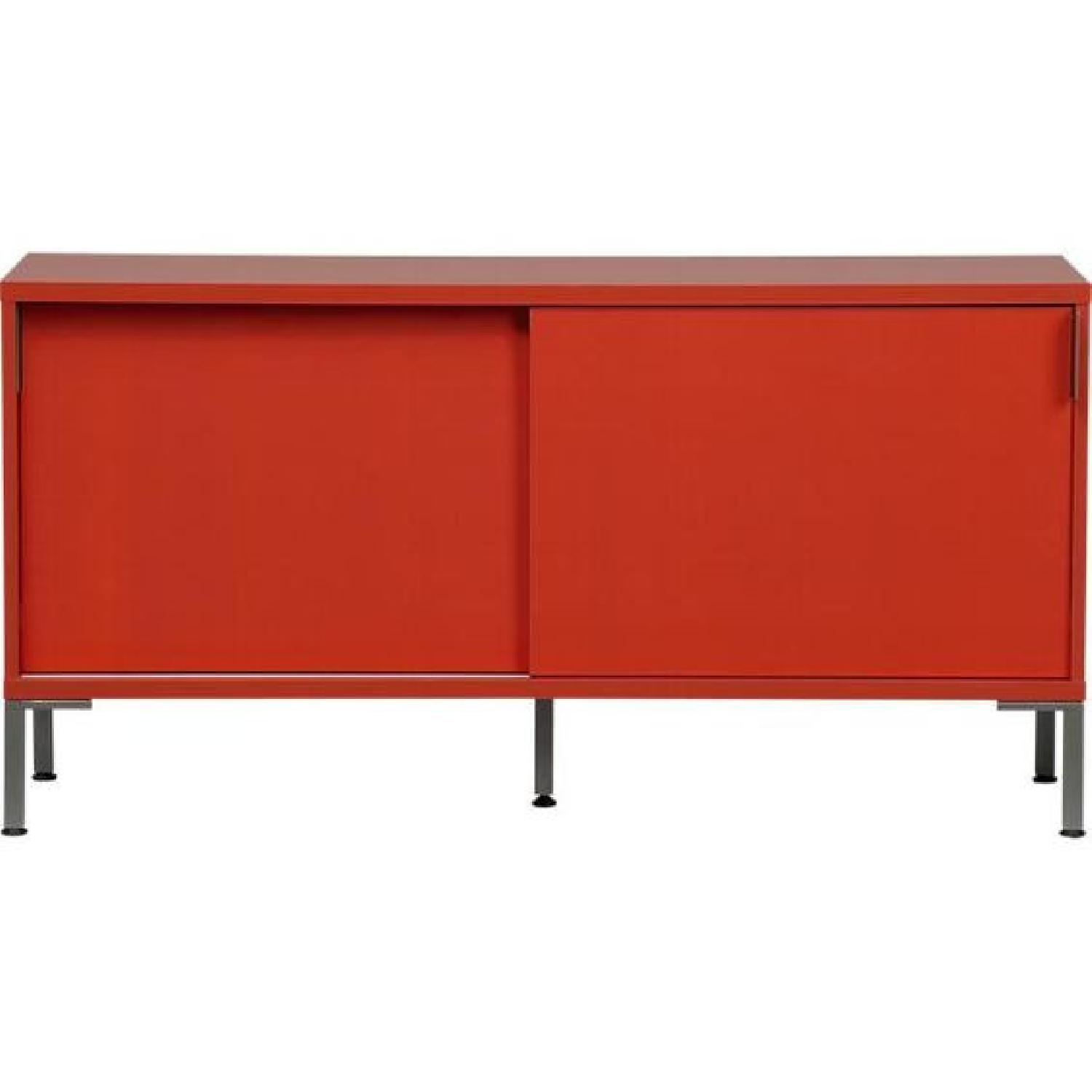 CB2 Red Lacquer SlidingDoor Media AptDeco