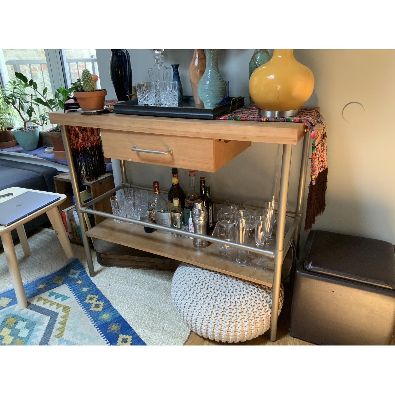 Coaster Bamboo Top Kitchen Island w/ Tower Bar & Metal Legs - image-2