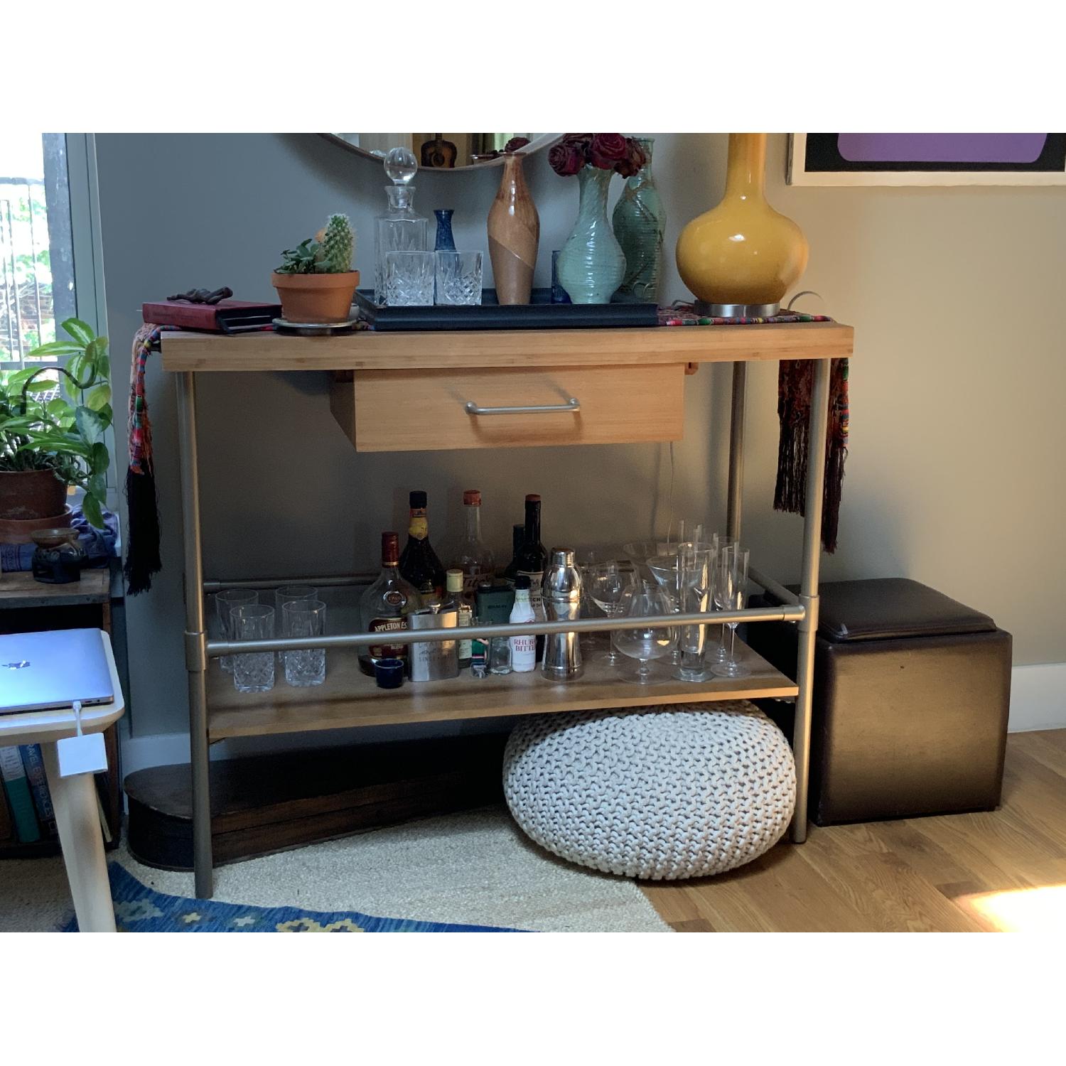 Coaster Bamboo Top Kitchen Island w/ Tower Bar & Metal Legs - image-3