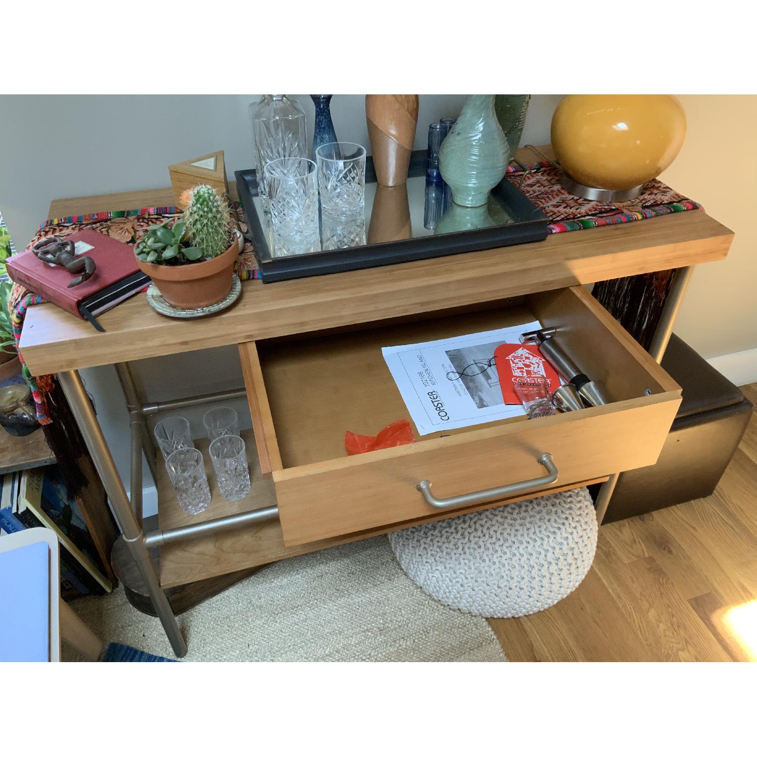 Coaster Bamboo Top Kitchen Island w/ Tower Bar & Metal Legs - image-4