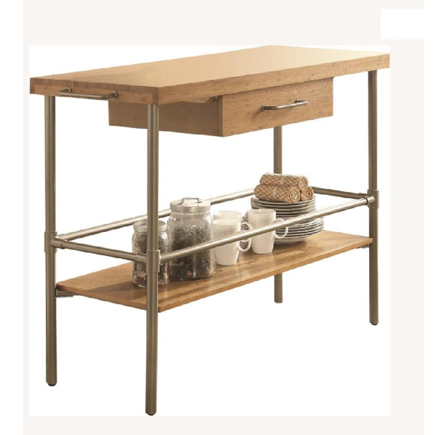 Coaster Bamboo Top Kitchen Island w/ Tower Bar & Metal Legs - image-6