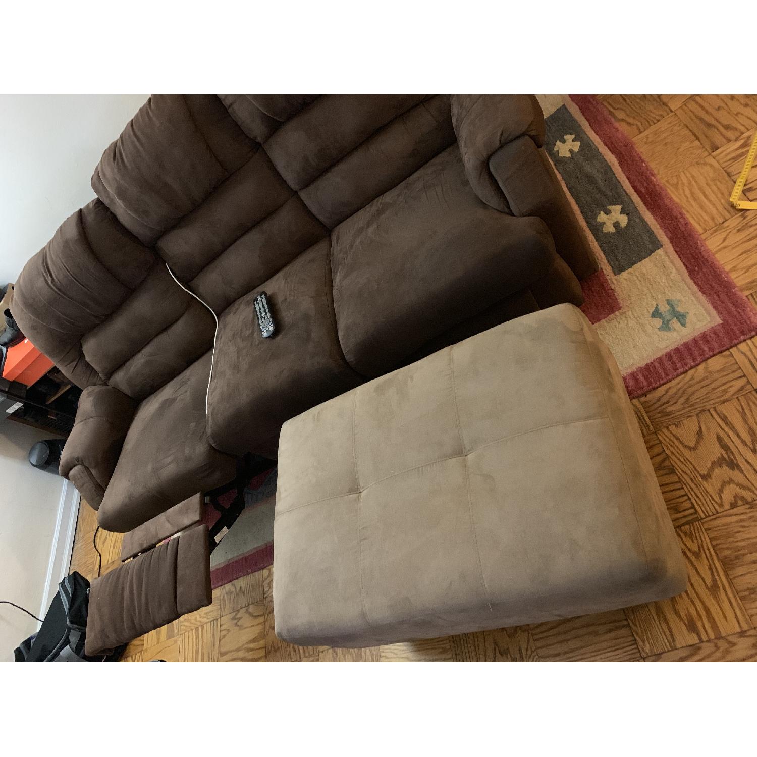 Ashley Microfiber Reclining Sofa & Ottoman - image-2