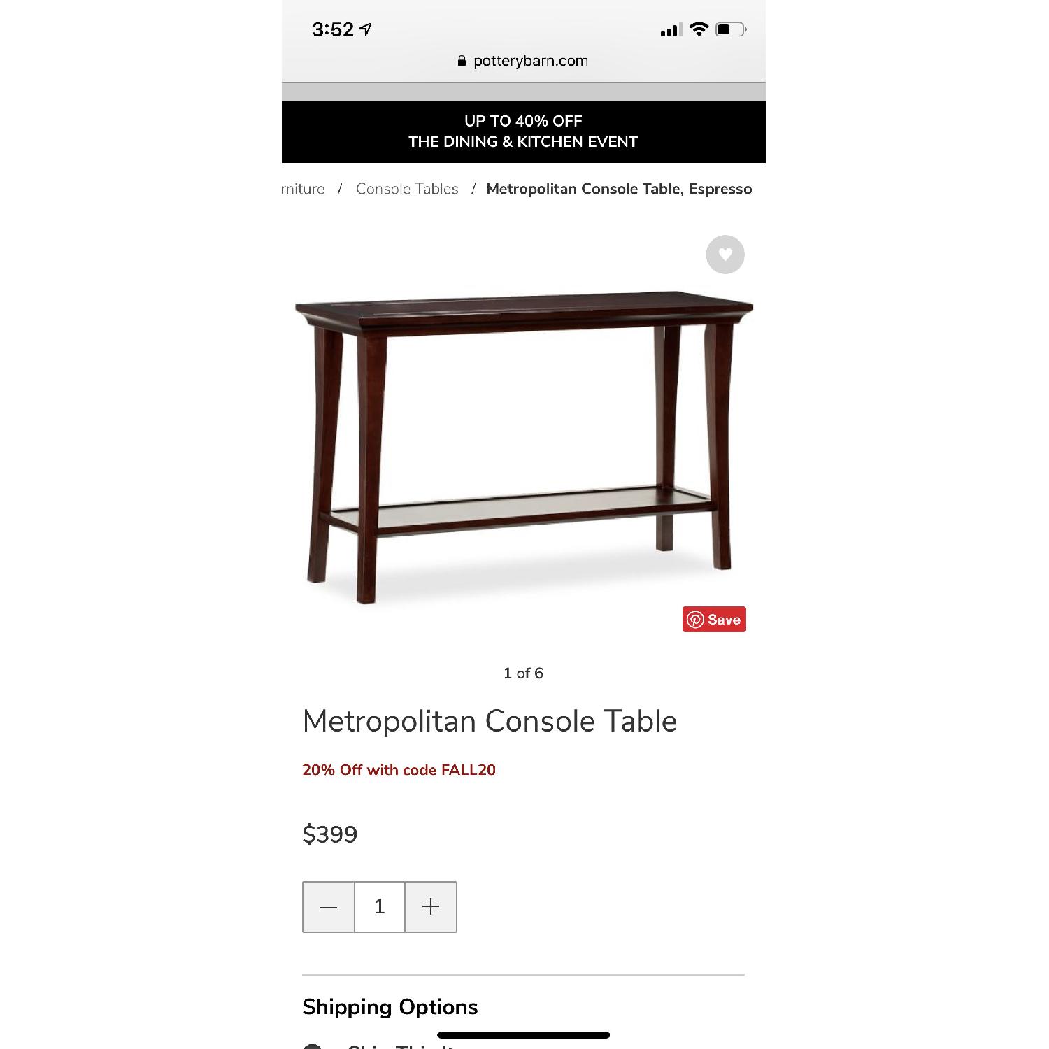 Pottery Barn Metropolitan Console Table - image-4