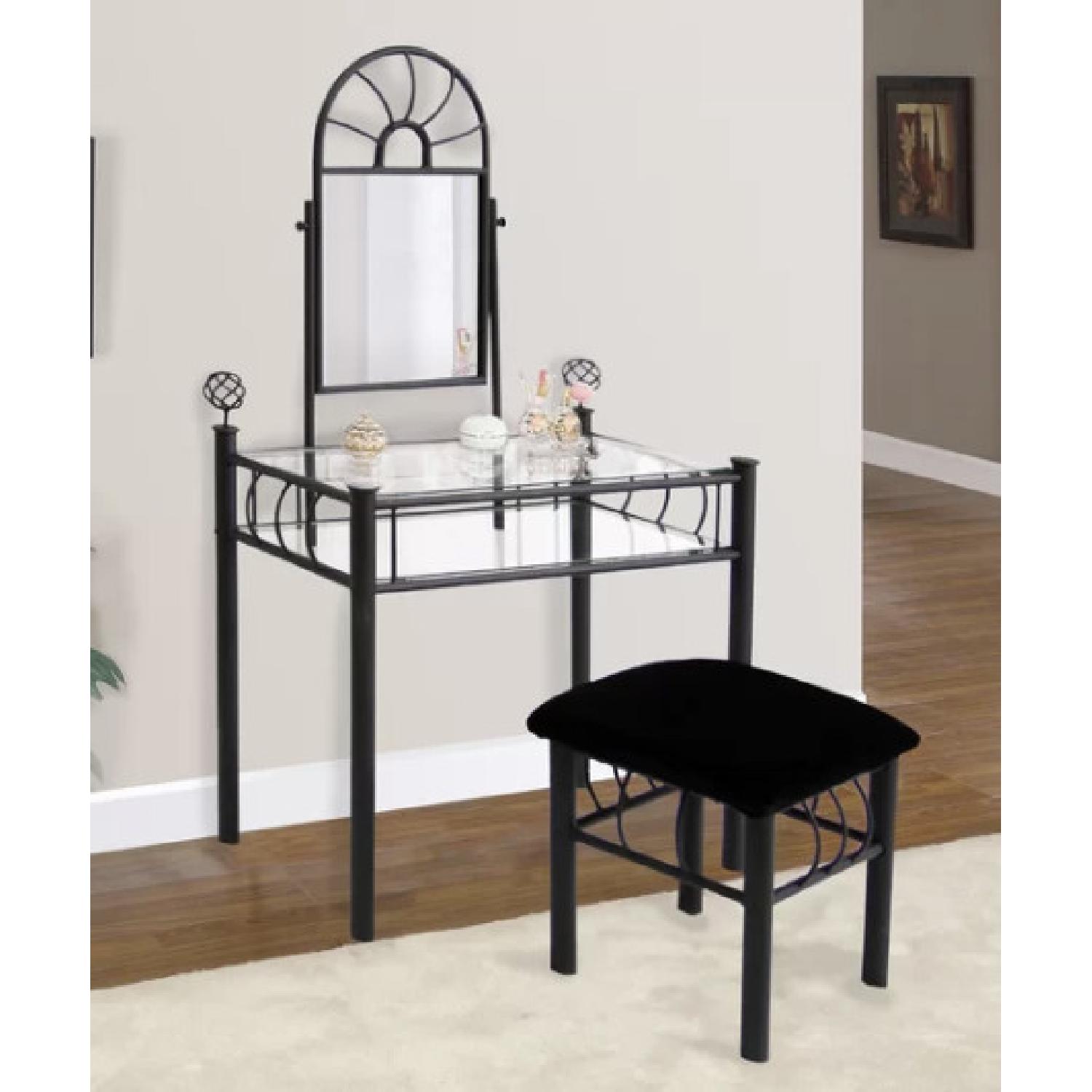 Hazelwood Home Elisa Vanity Set w/ Mirror & Stool - image-1