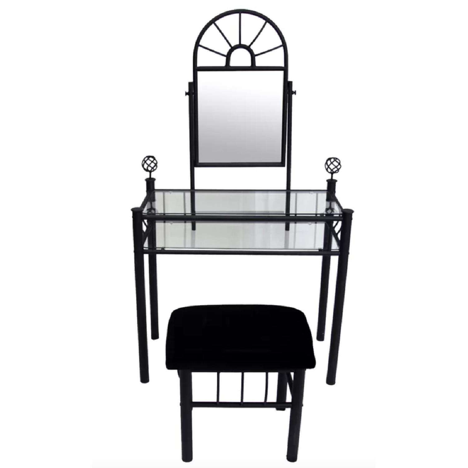 Hazelwood Home Elisa Vanity Set w/ Mirror & Stool - image-3