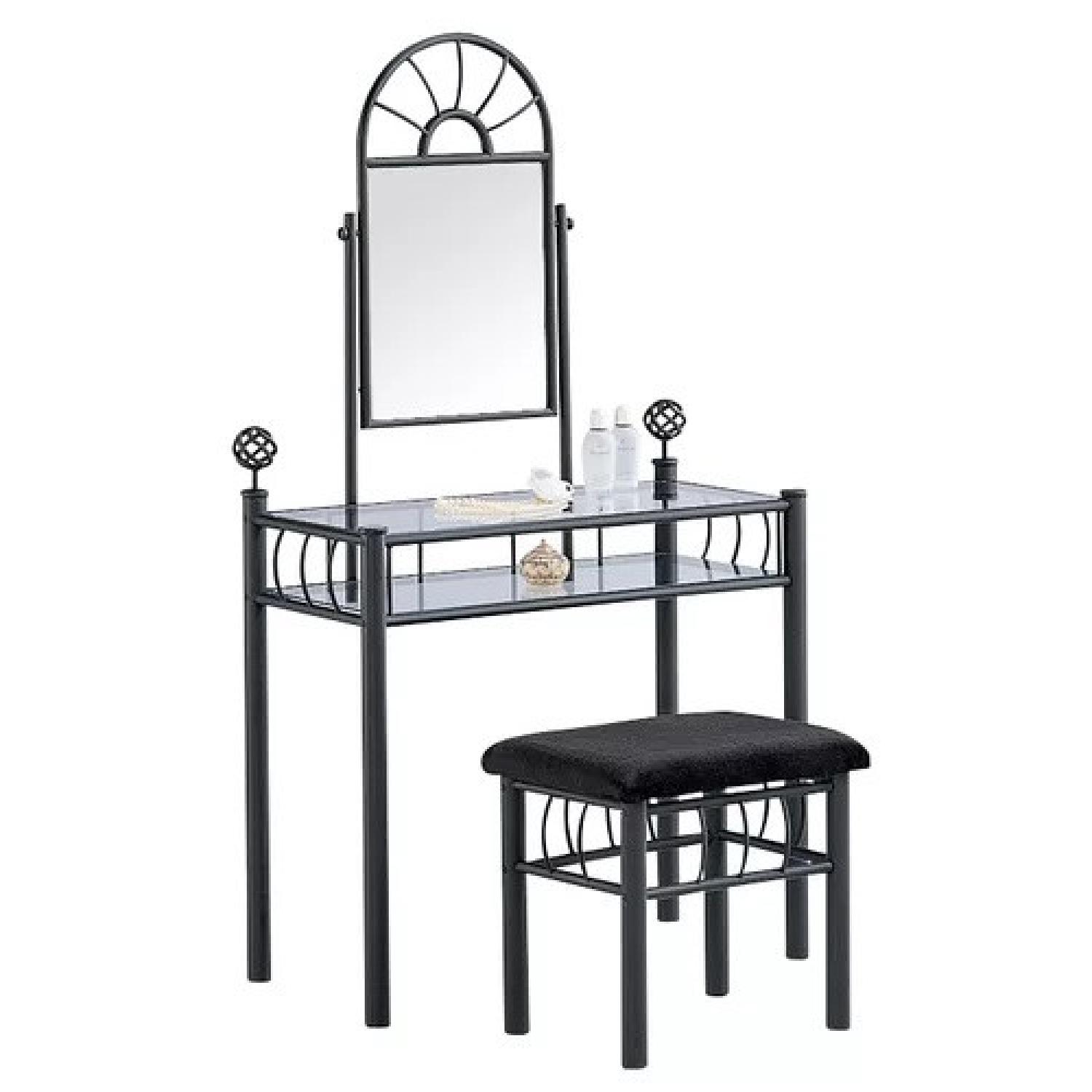 Hazelwood Home Elisa Vanity Set w/ Mirror & Stool - image-0