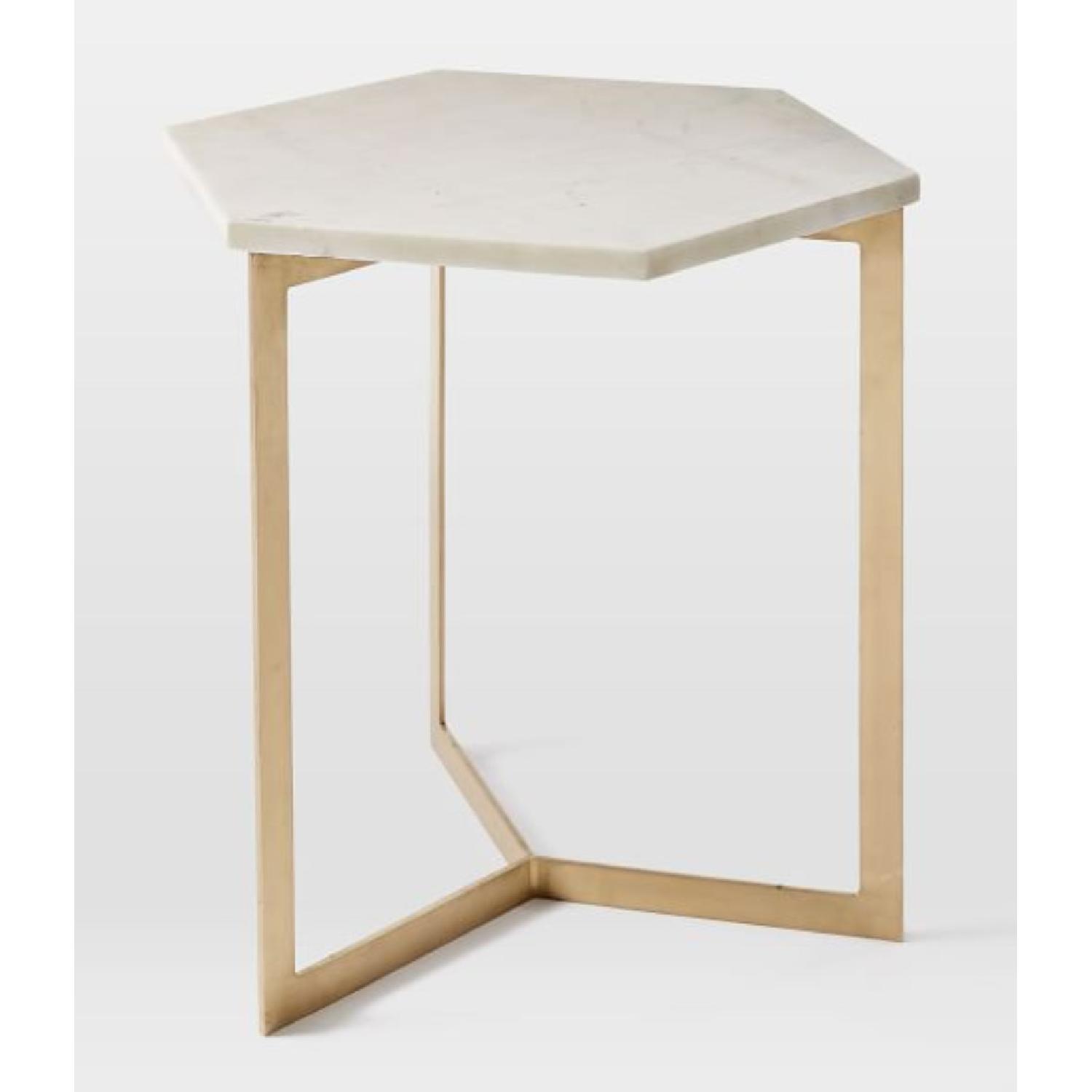 West Elm Hex Side Table in Antique Brass AptDeco