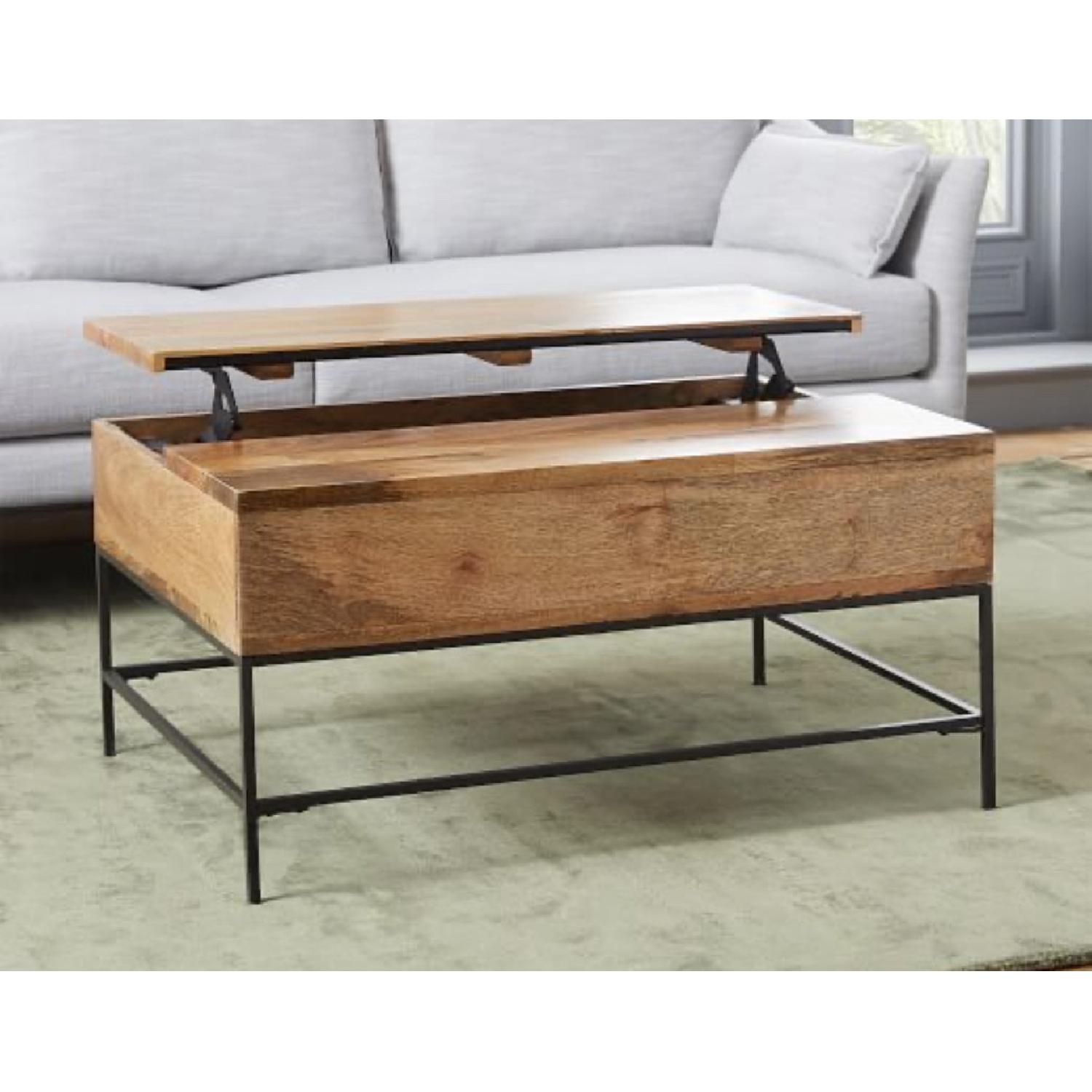 West Elm Industrial Storage Pop-Up Coffee Table in Raw Mango - image-1