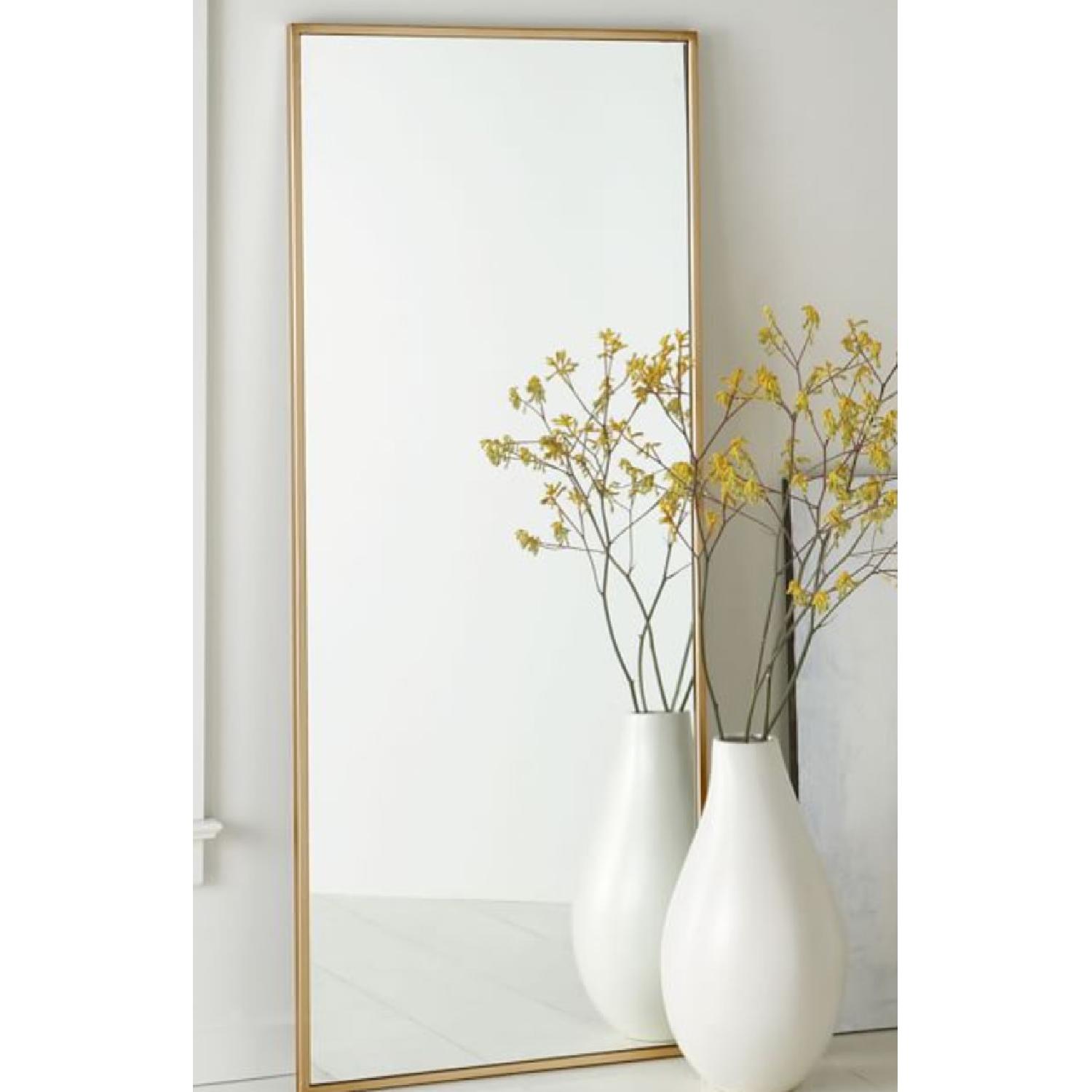 West Elm Brass Metal Framed Floor Mirror AptDeco