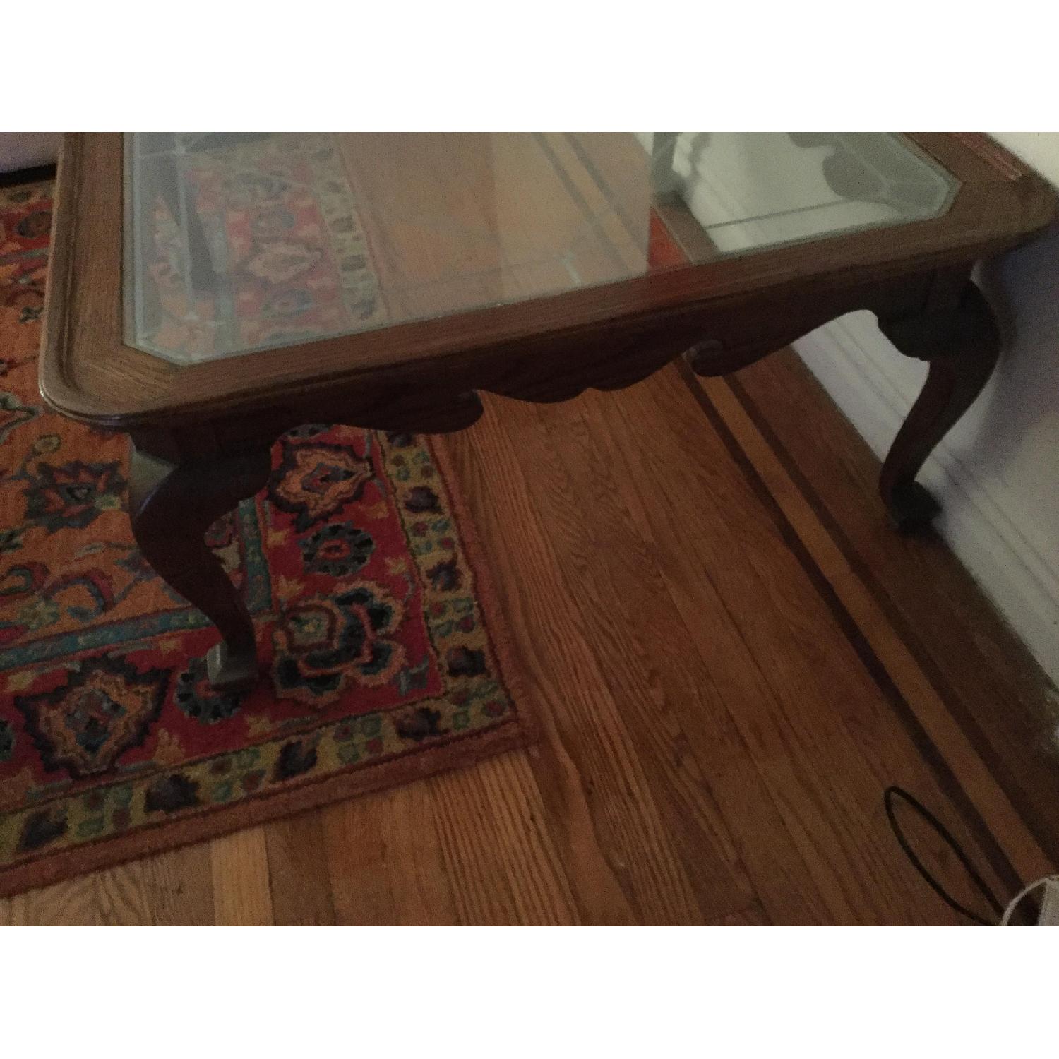 Ethan Allen Wood & Glass Top Coffee Table - image-2
