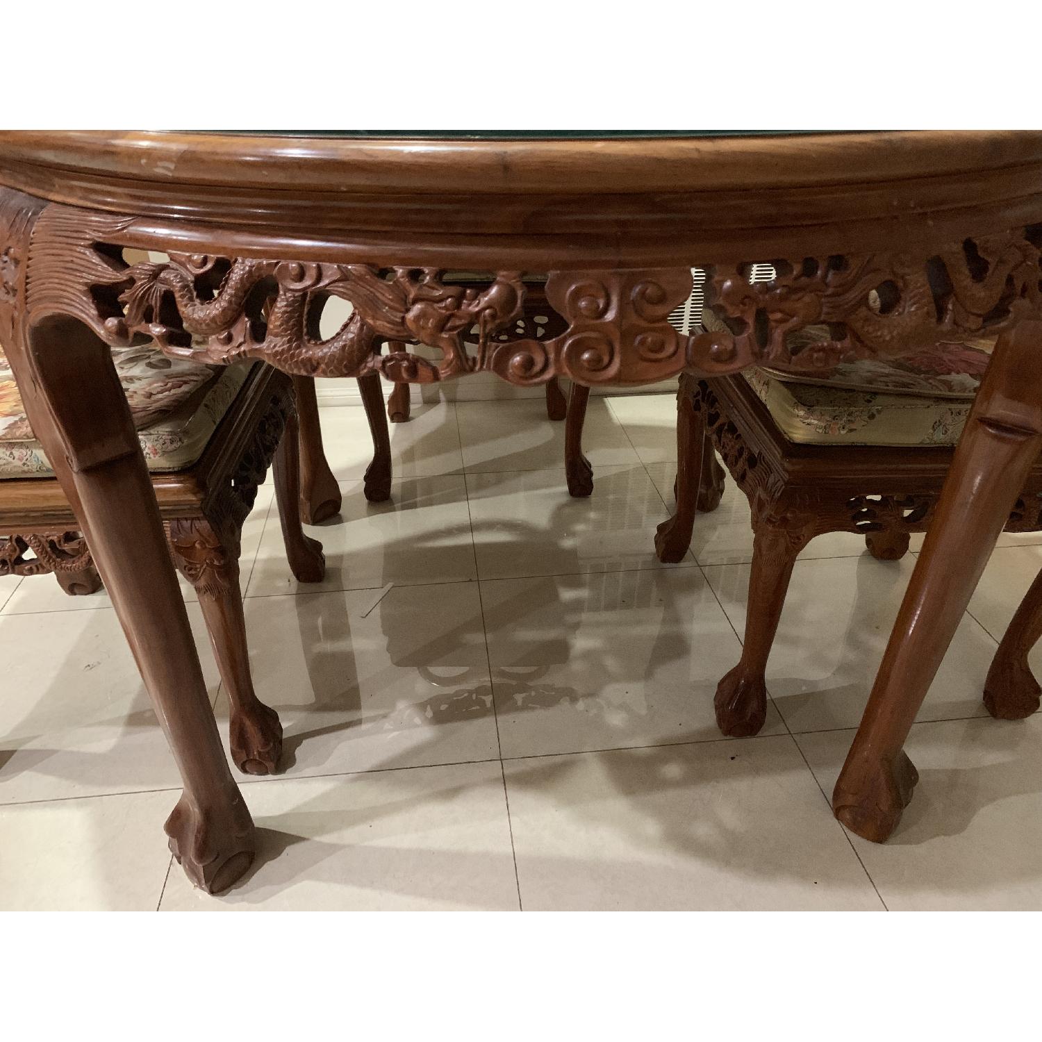 Chinese Hand Carved Shell Design 7-Piece Dining Set - image-1