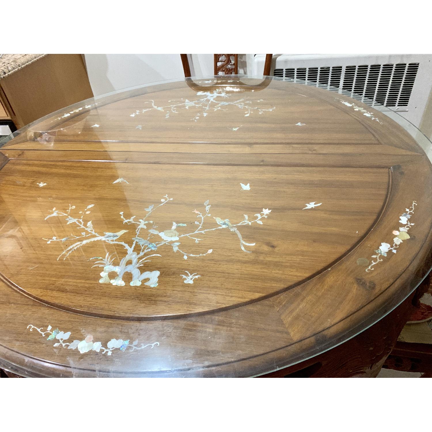 Chinese Hand Carved Shell Design 7-Piece Dining Set - image-5