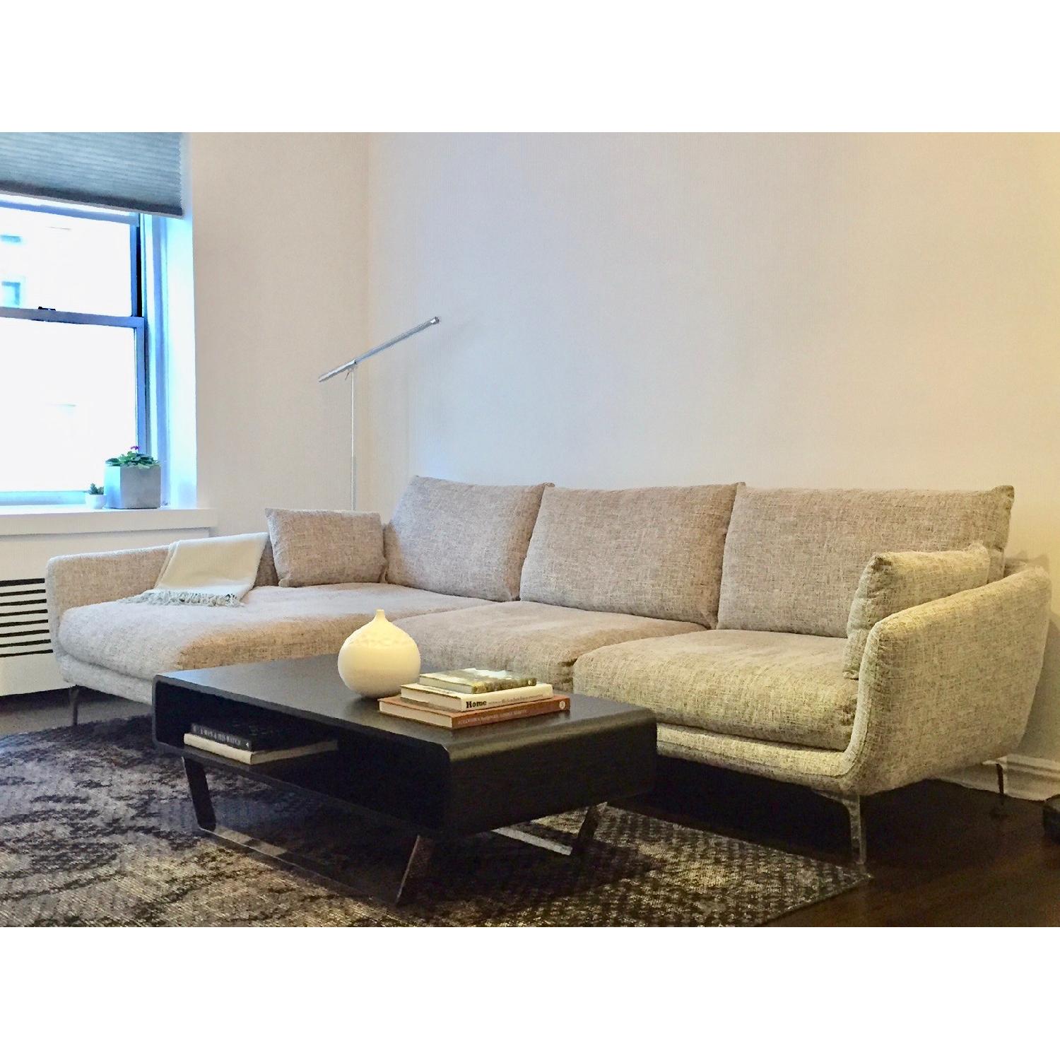 Modern Light Gray Chaise Sectional Sofa - image-2