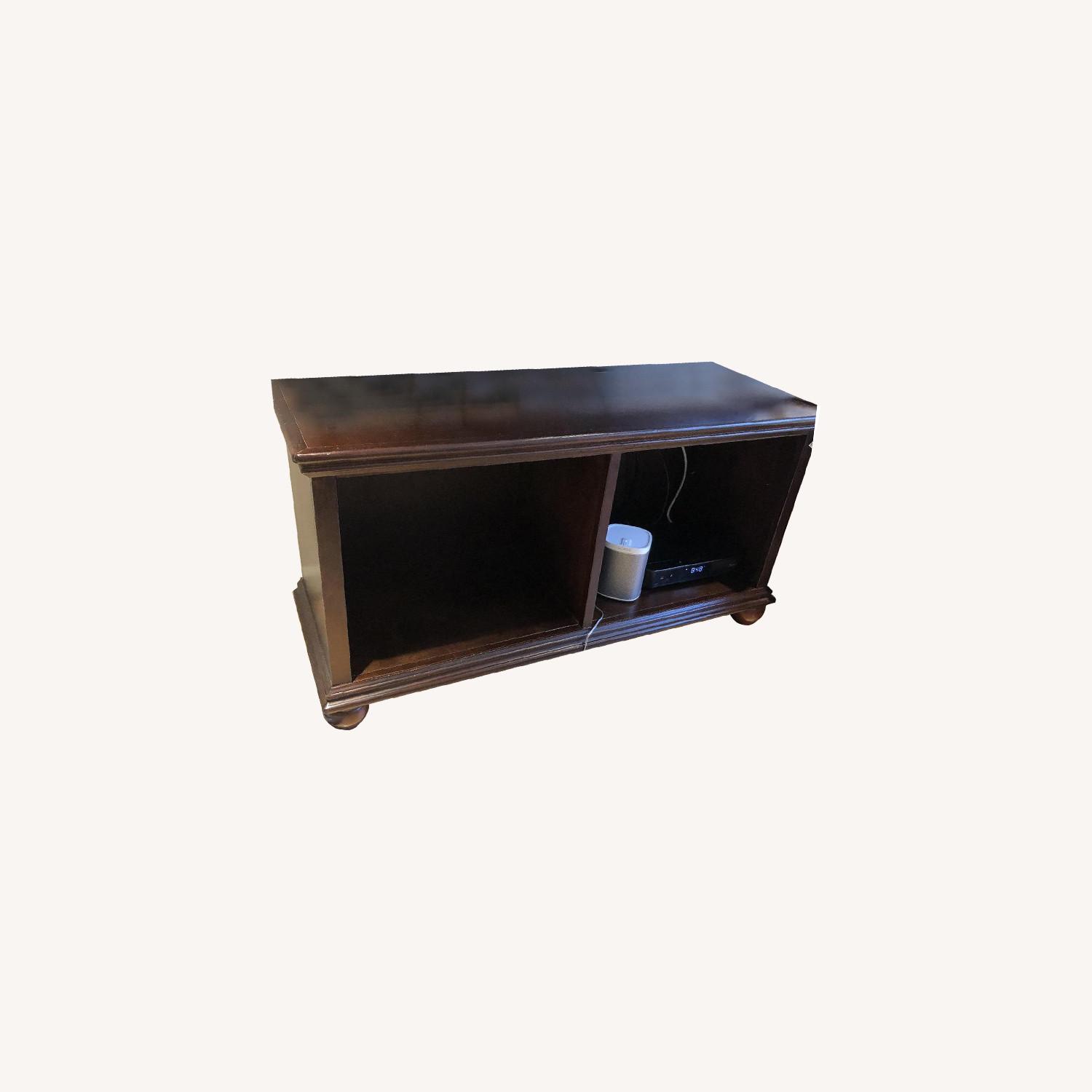 Jordan's Dark Brown Wooden Media Console AptDeco