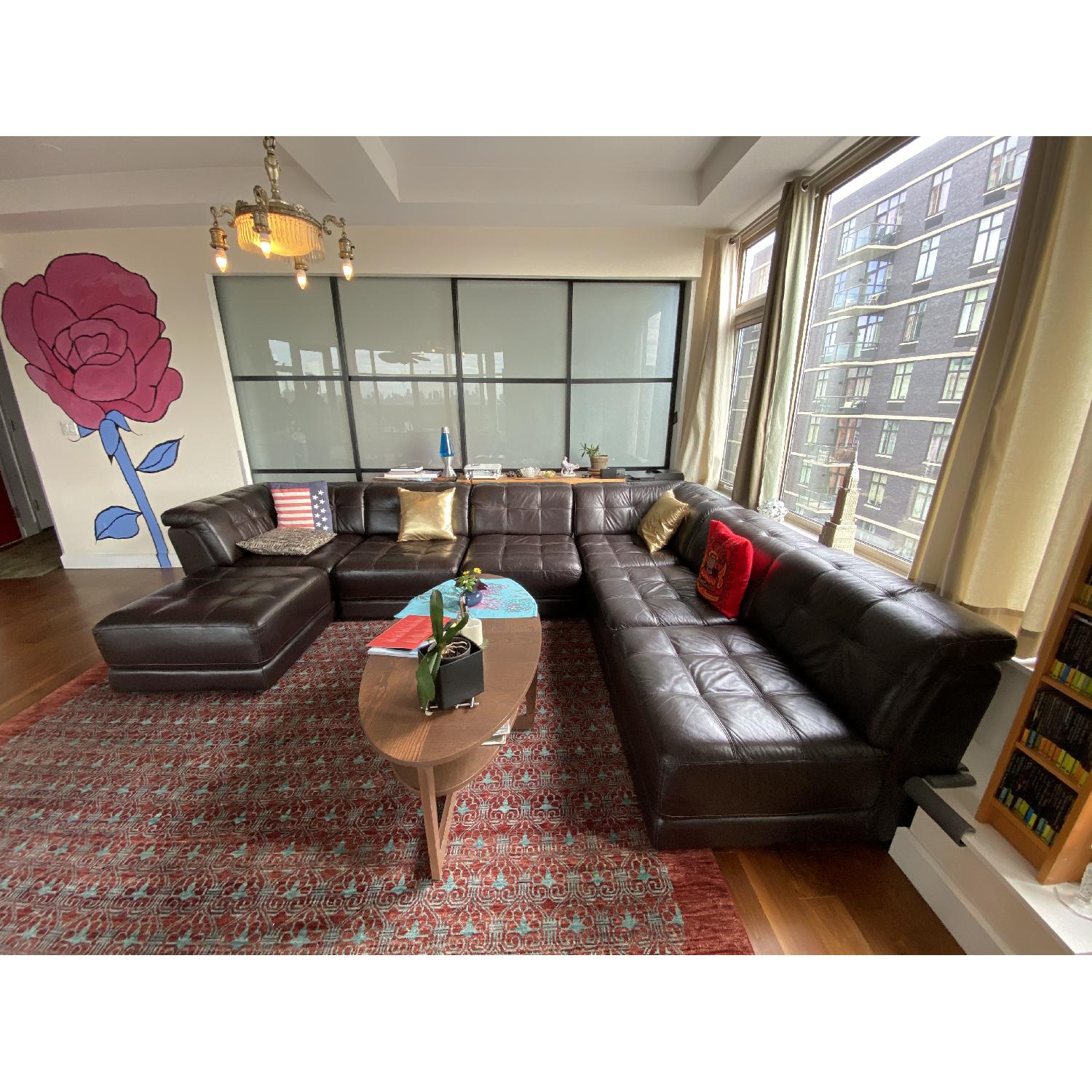 Macy's Leather 7-Piece Tufted Sectional Sofa - image-2