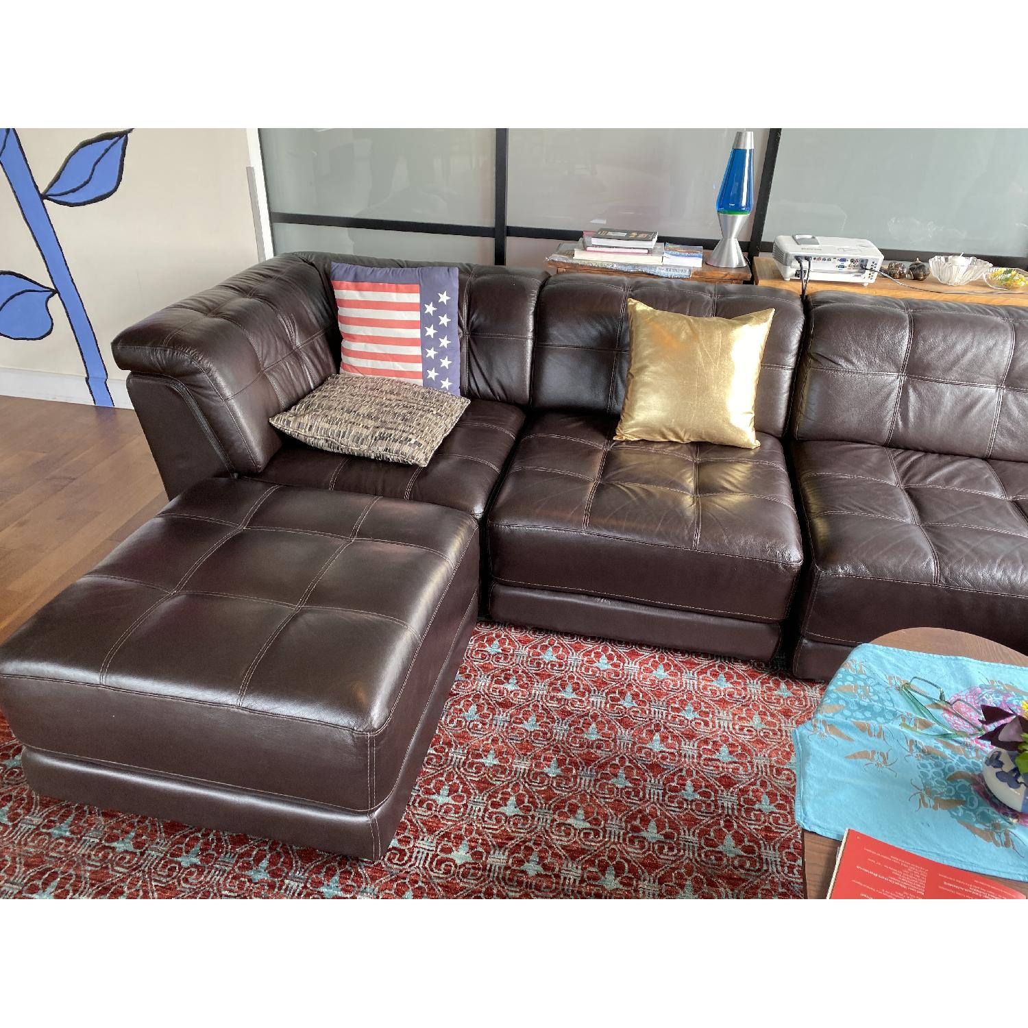 Macy's Leather 7-Piece Tufted Sectional Sofa - image-3