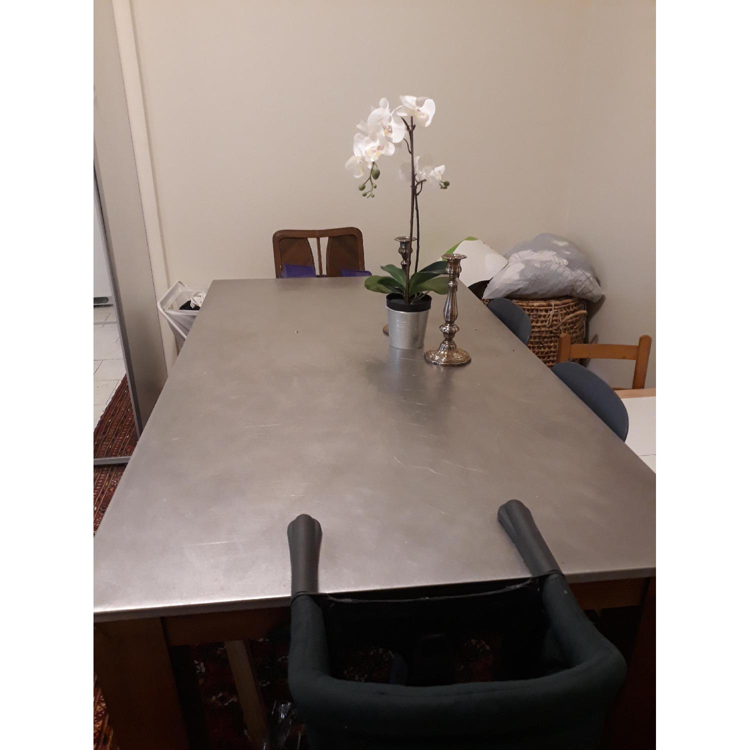 West Elm Rustic Steel Top Dining Table - image-2