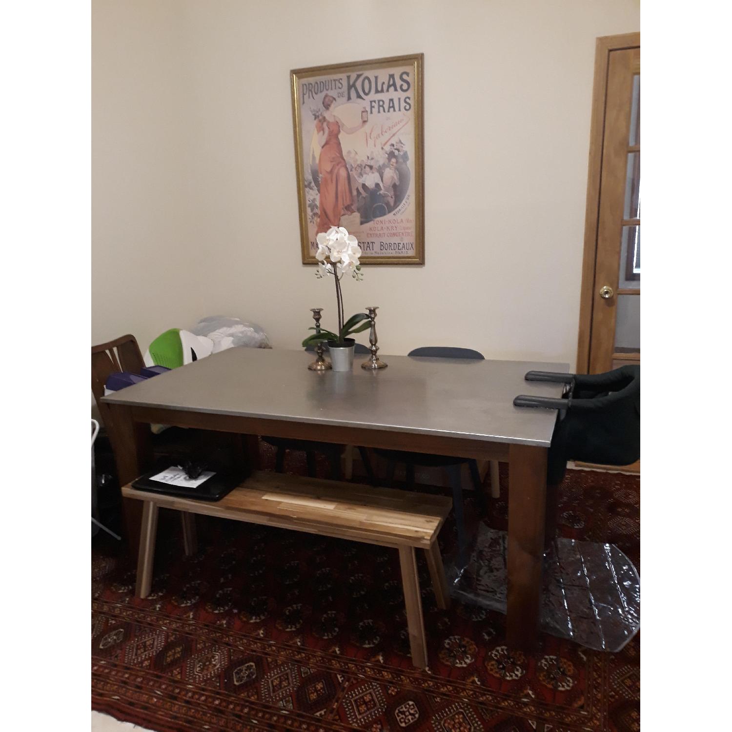 West Elm Rustic Steel Top Dining Table - image-5