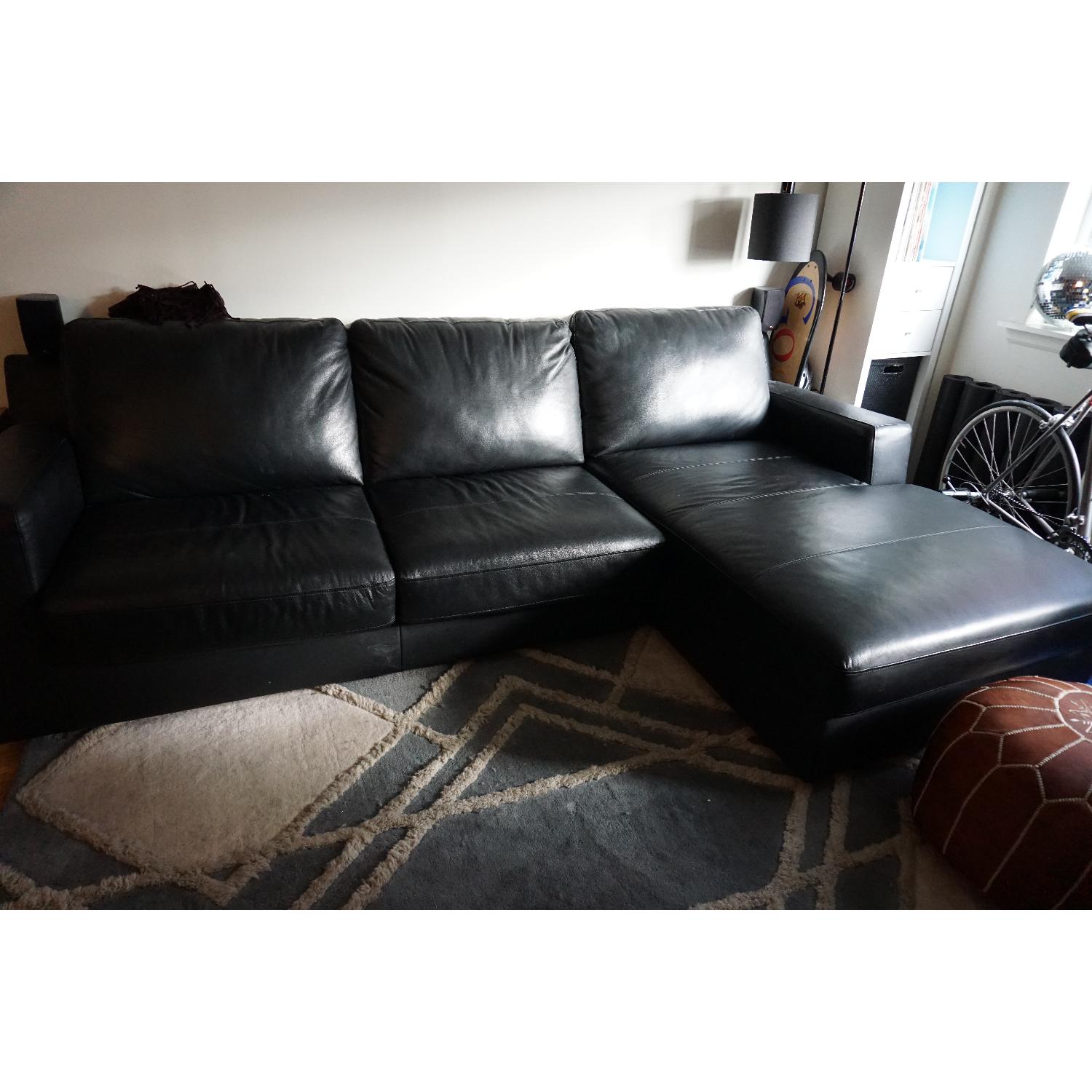 The Smart Sofa Black Leather Sleeper Sectional Sofa - image-2
