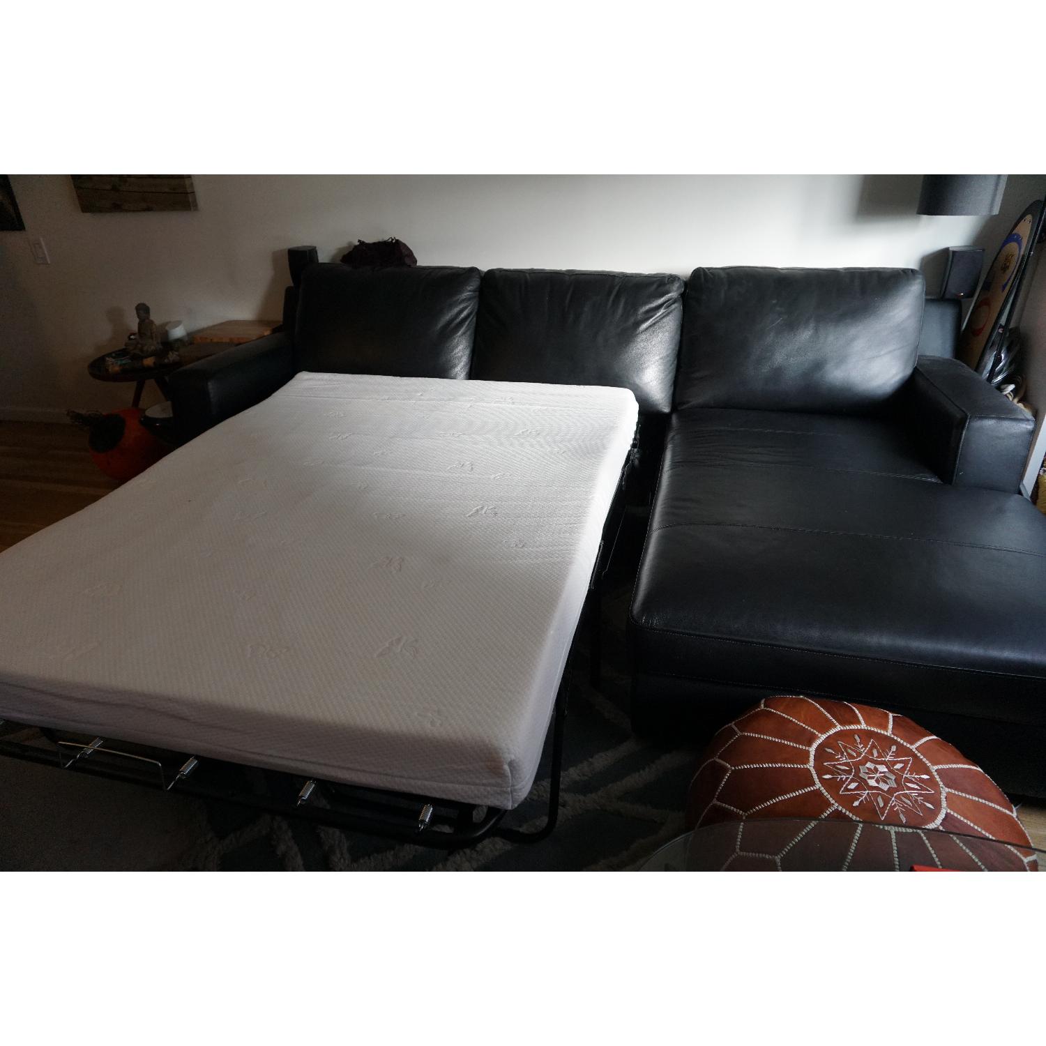 The Smart Sofa Black Leather Sleeper Sectional Sofa - image-1