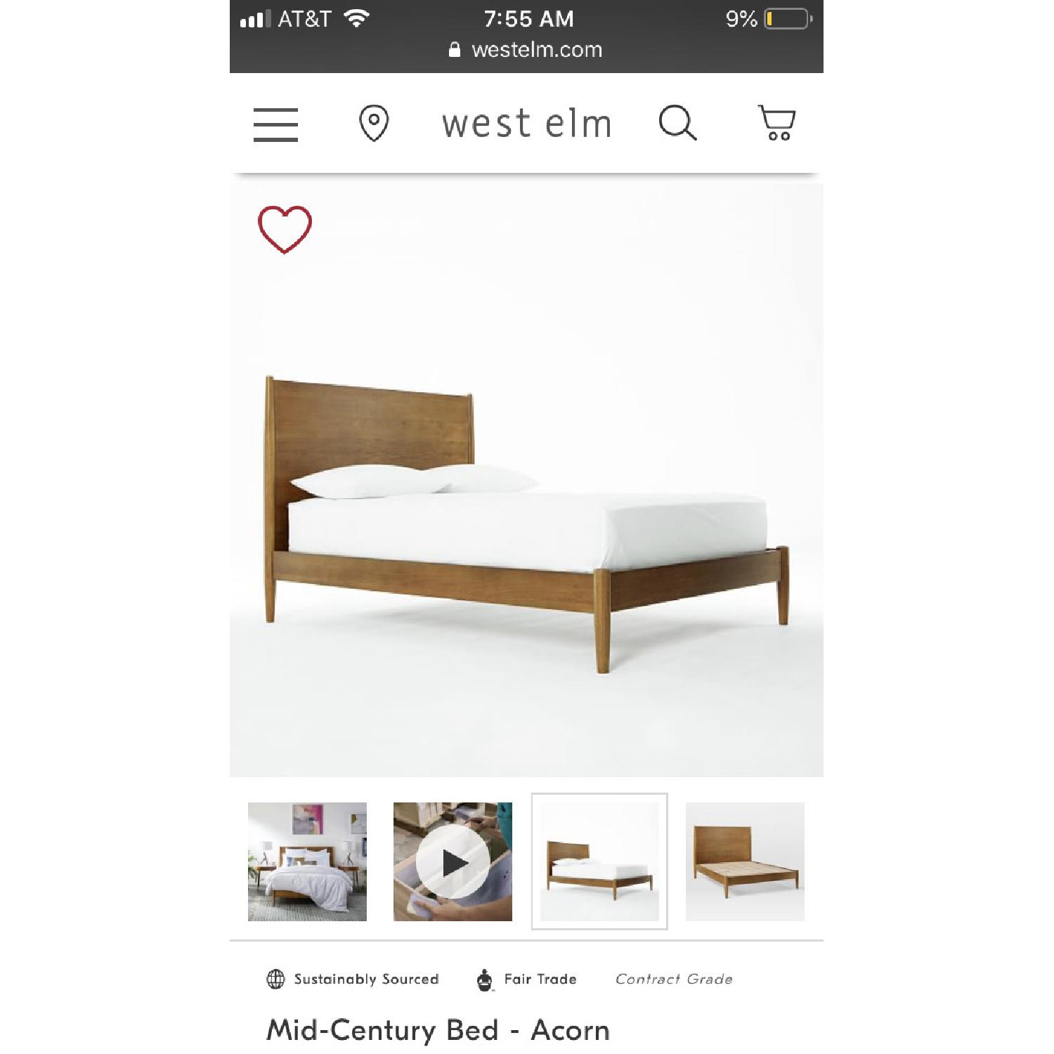 West Elm Mid Century Queen Bed in Acorn - image-2