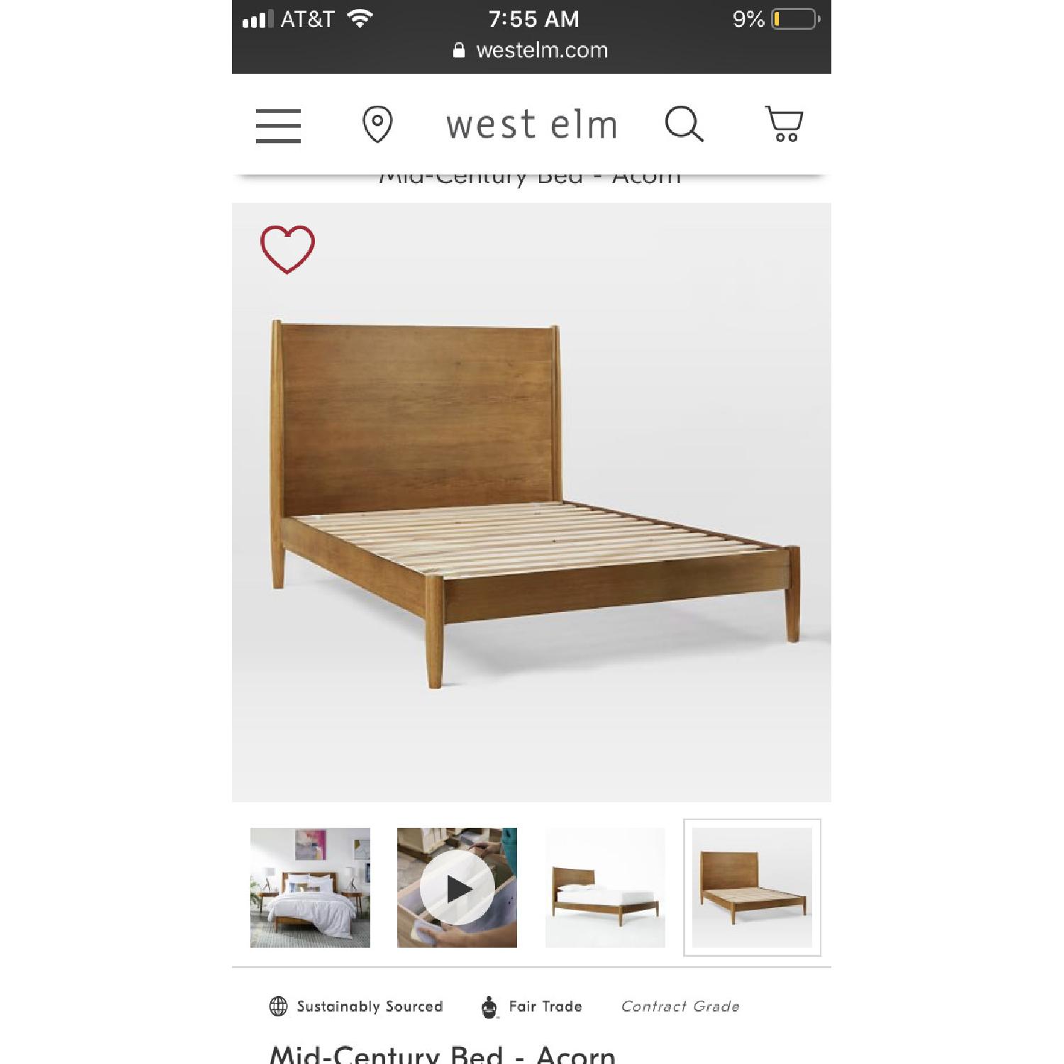 West Elm Mid Century Queen Bed in Acorn - image-3