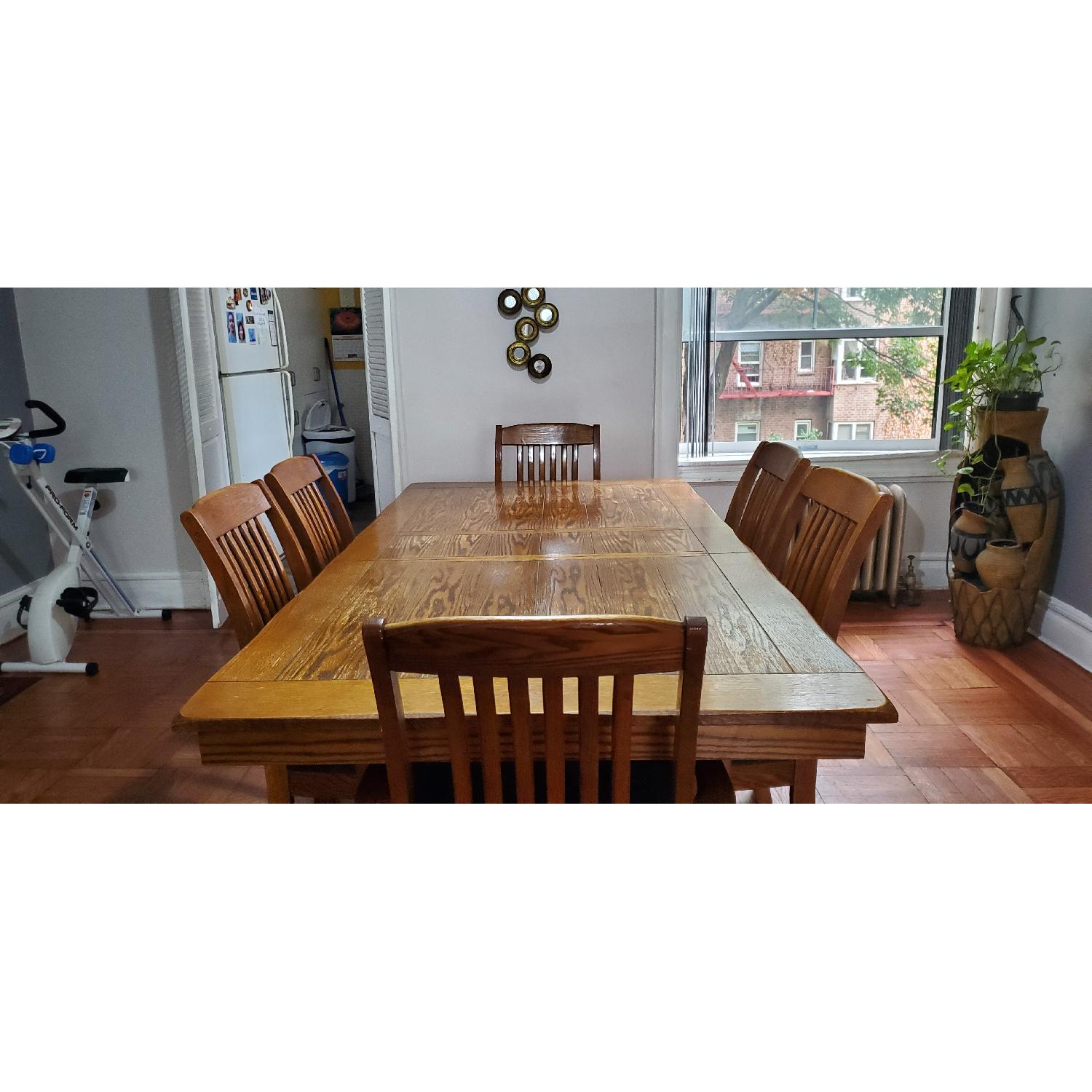 Expandable Wood Dining Table w/ 6 Chairs - image-1