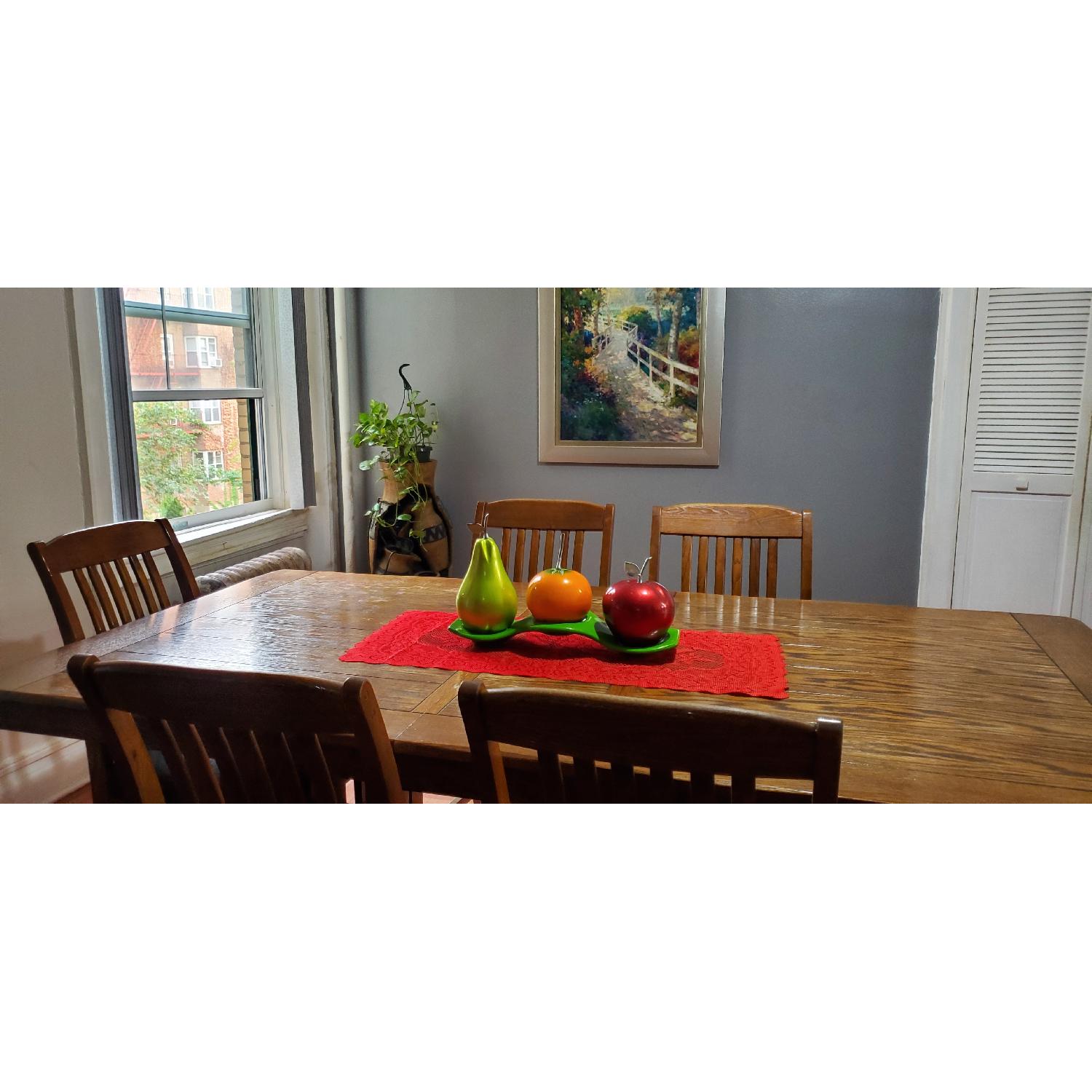 Expandable Wood Dining Table w/ 6 Chairs - image-2