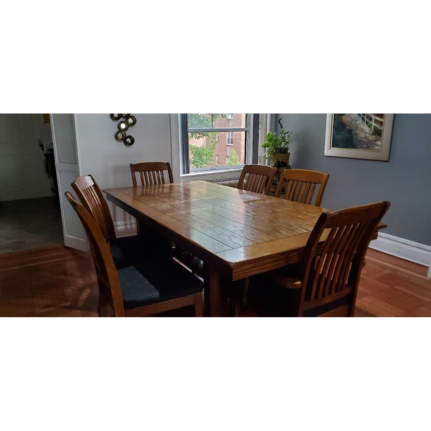 Expandable Wood Dining Table w/ 6 Chairs - image-3