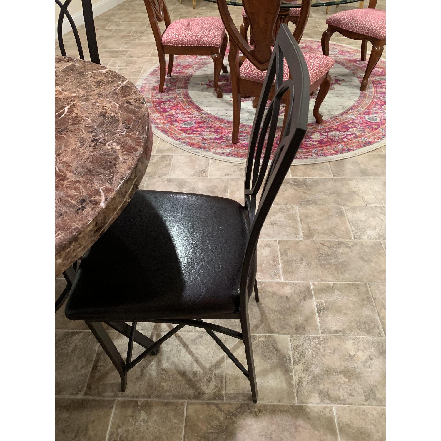Bob's Stone Top Table w/ 4 Leather Upholstered Chairs - image-4