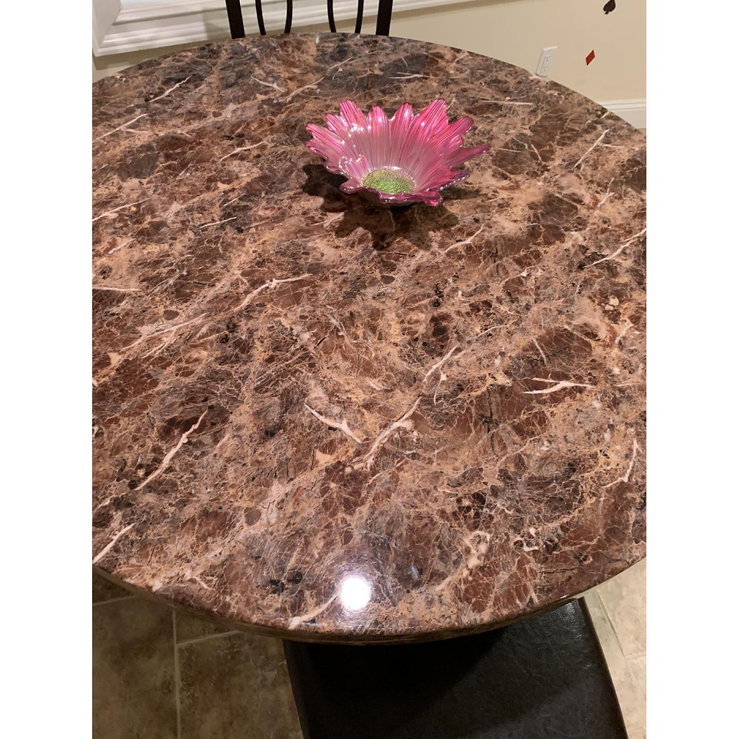 Bob's Stone Top Table w/ 4 Leather Upholstered Chairs - image-6