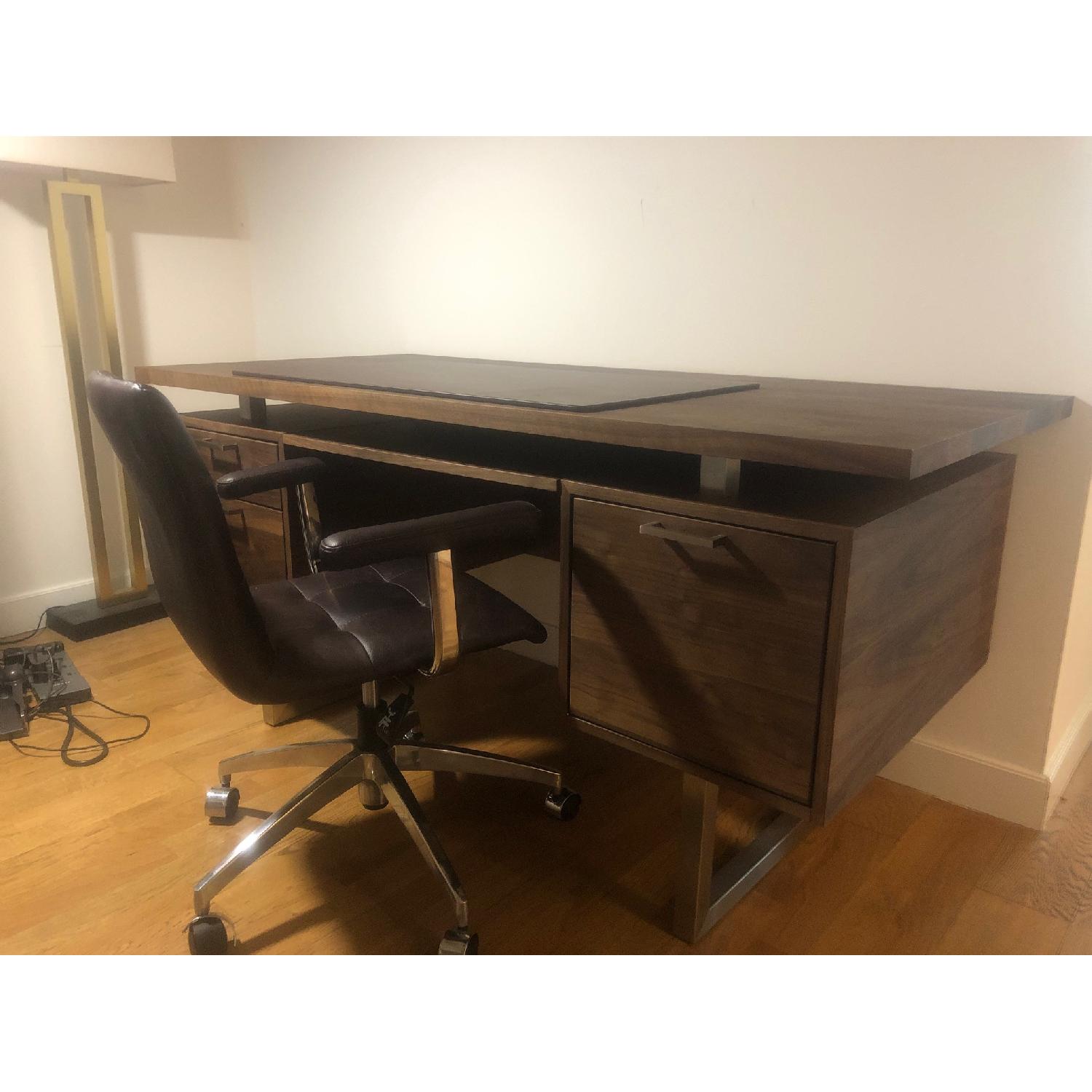 Crate & Barrel Clybourn Walnut Executive Desk AptDeco