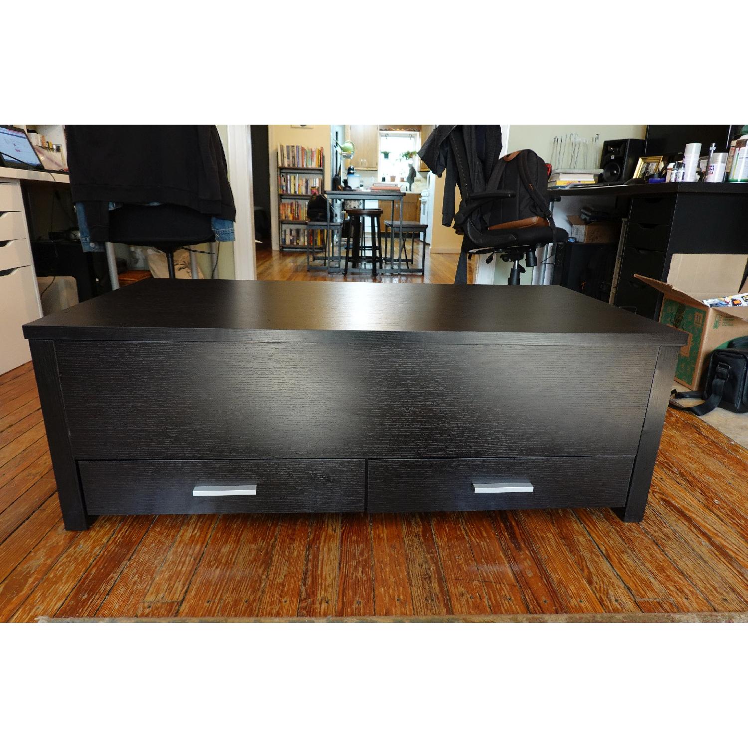 24/7 Shop at Home Brown Coffee Table w/ Slide-Out Storage - image-1