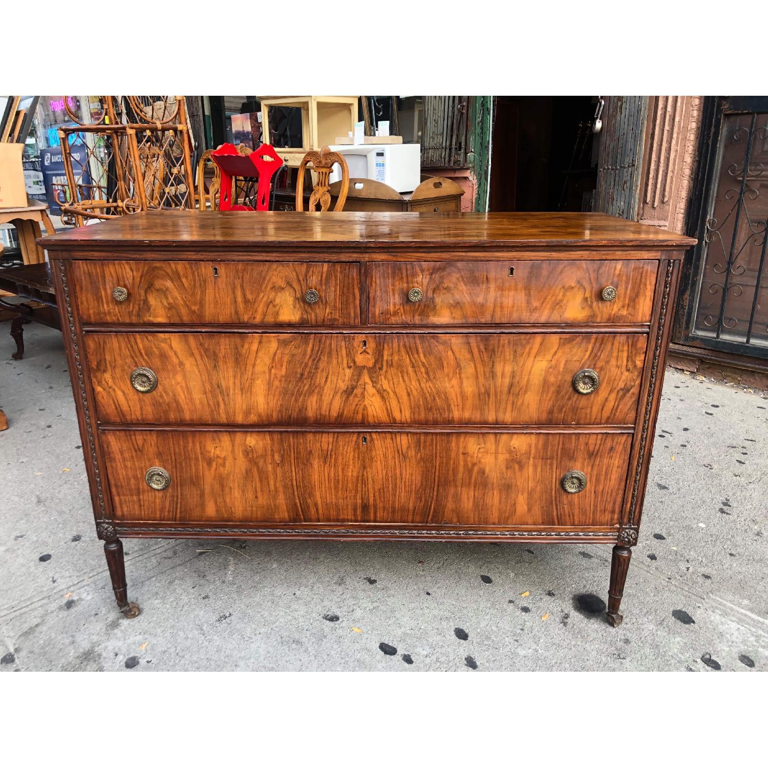 Antique 1930s Dresser W Original Brass Handles Wheels Aptdeco